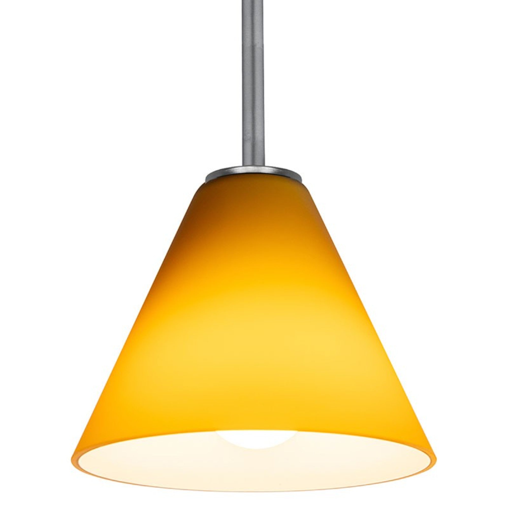 Martini 7" Pendant, Brushed Steel Finish, Amber Diffuser, Rod - Bees Lighting