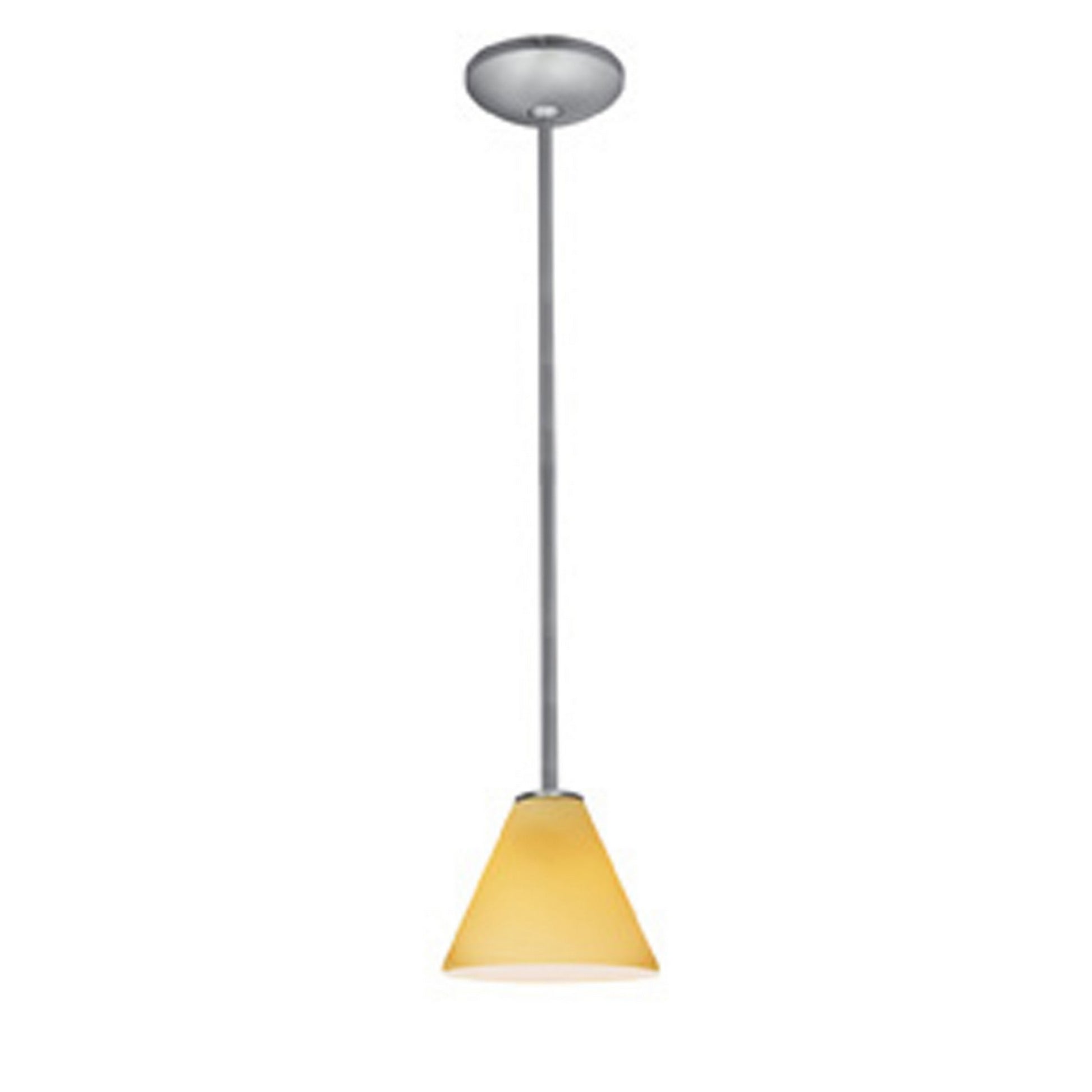 Martini 7" Pendant, Brushed Steel Finish, Amber Diffuser, Rod - Bees Lighting