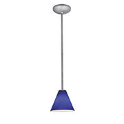 Martini 7" Pendant, Brushed Steel Finish, Cobalt Diffuser, Rod - Bees Lighting