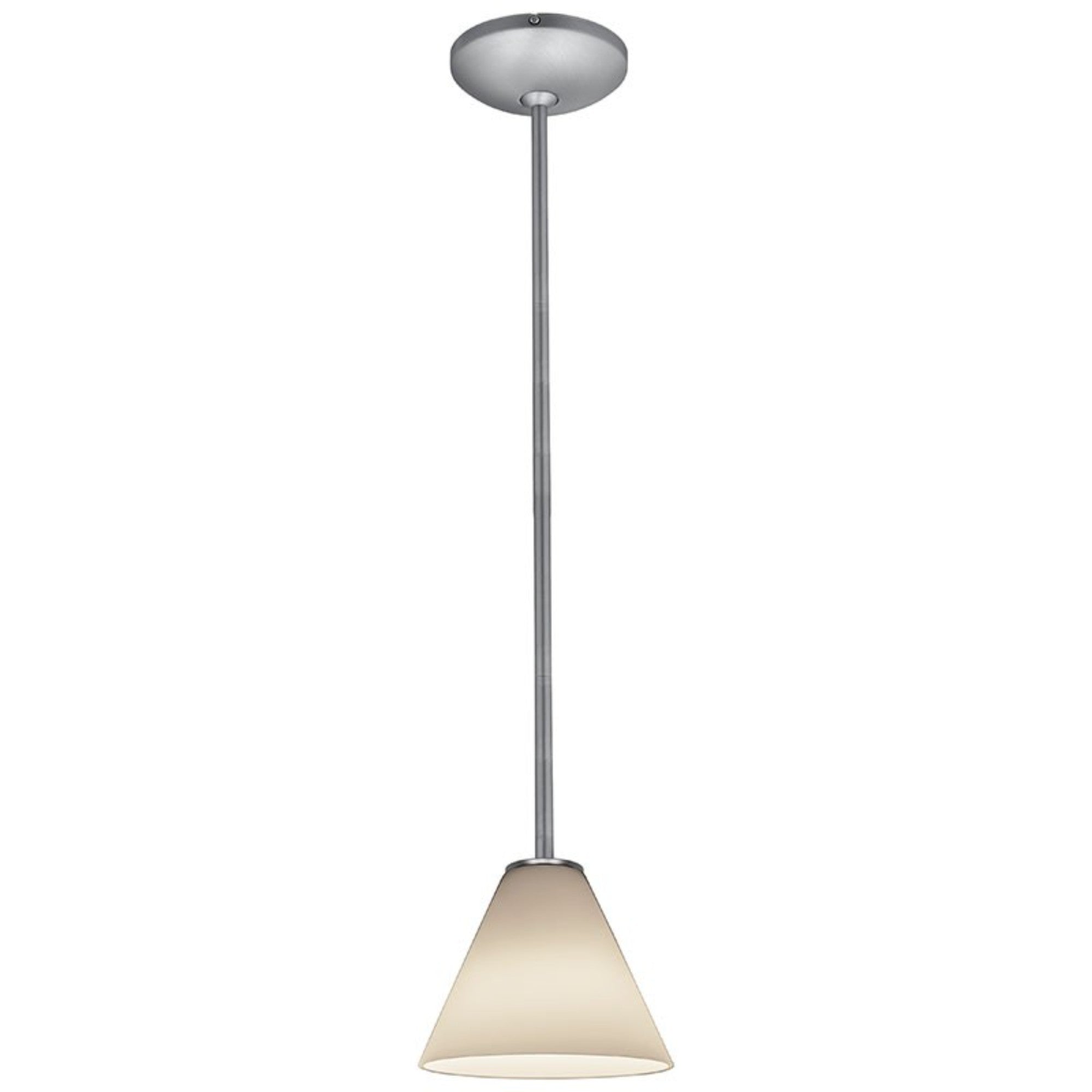 Martini 7" Pendant, Brushed Steel Finish, White Diffuser, Rod - Bees Lighting