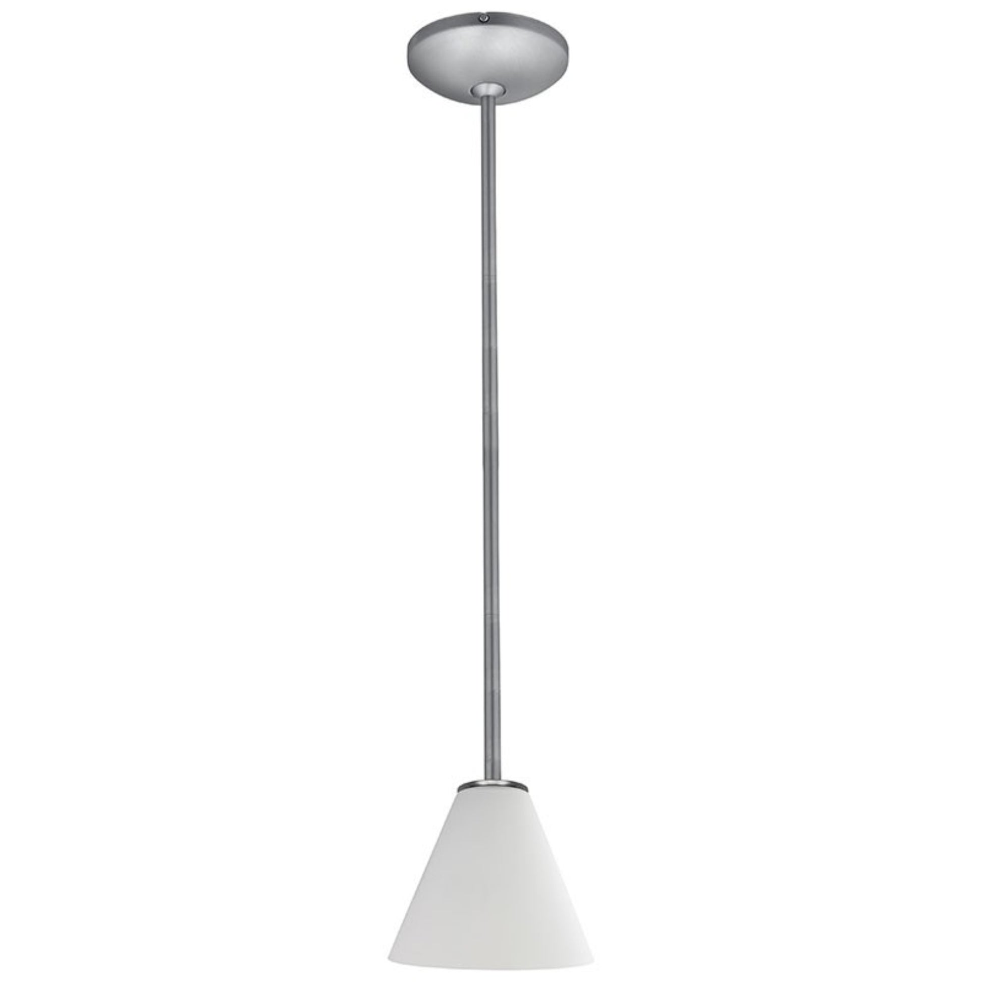 Martini 7" Pendant, Brushed Steel Finish, White Diffuser, Rod - Bees Lighting
