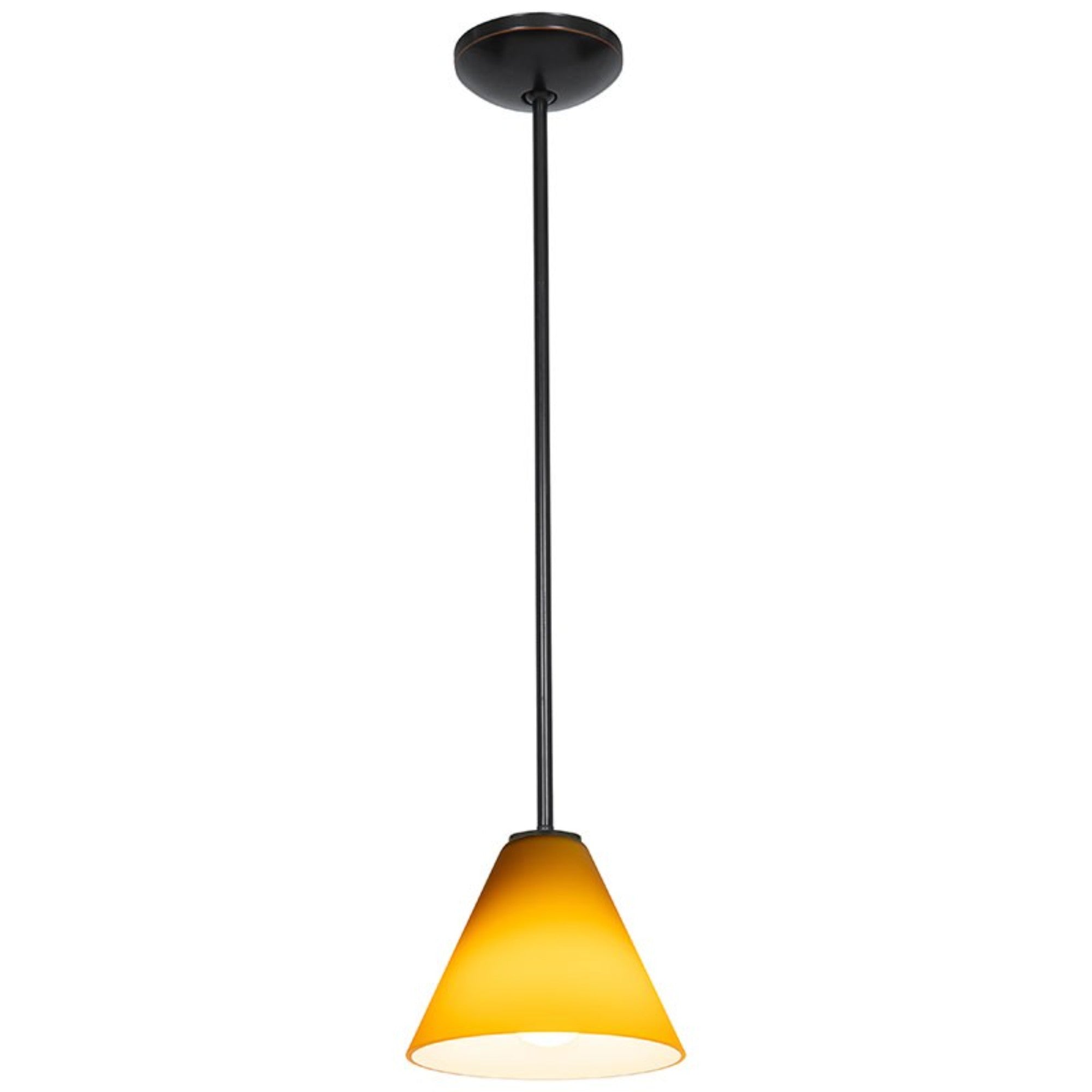 Martini 7" Pendant, Oil Rubbed Bronze Finish, Amber Diffuser, Rod