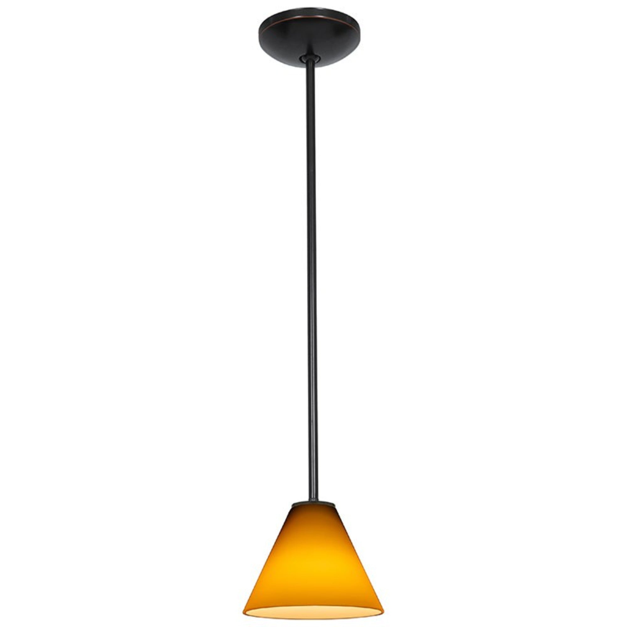 Martini 7" Pendant, Oil Rubbed Bronze Finish, Amber Diffuser, Rod
