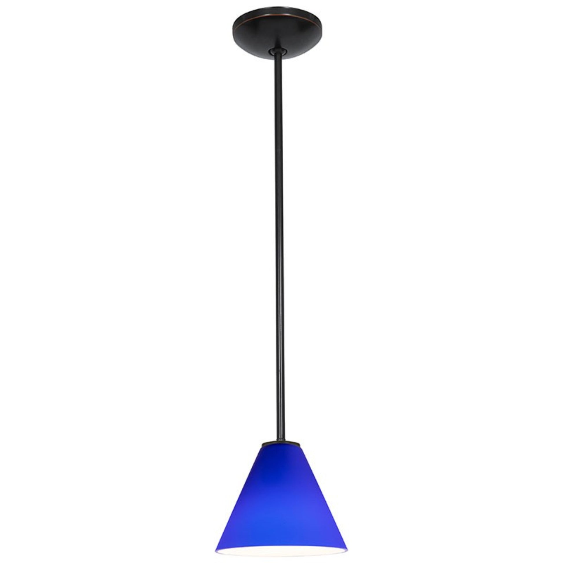 Martini 7" Pendant, Oil Rubbed Bronze Finish, Cobalt Diffuser, Rod - Bees Lighting