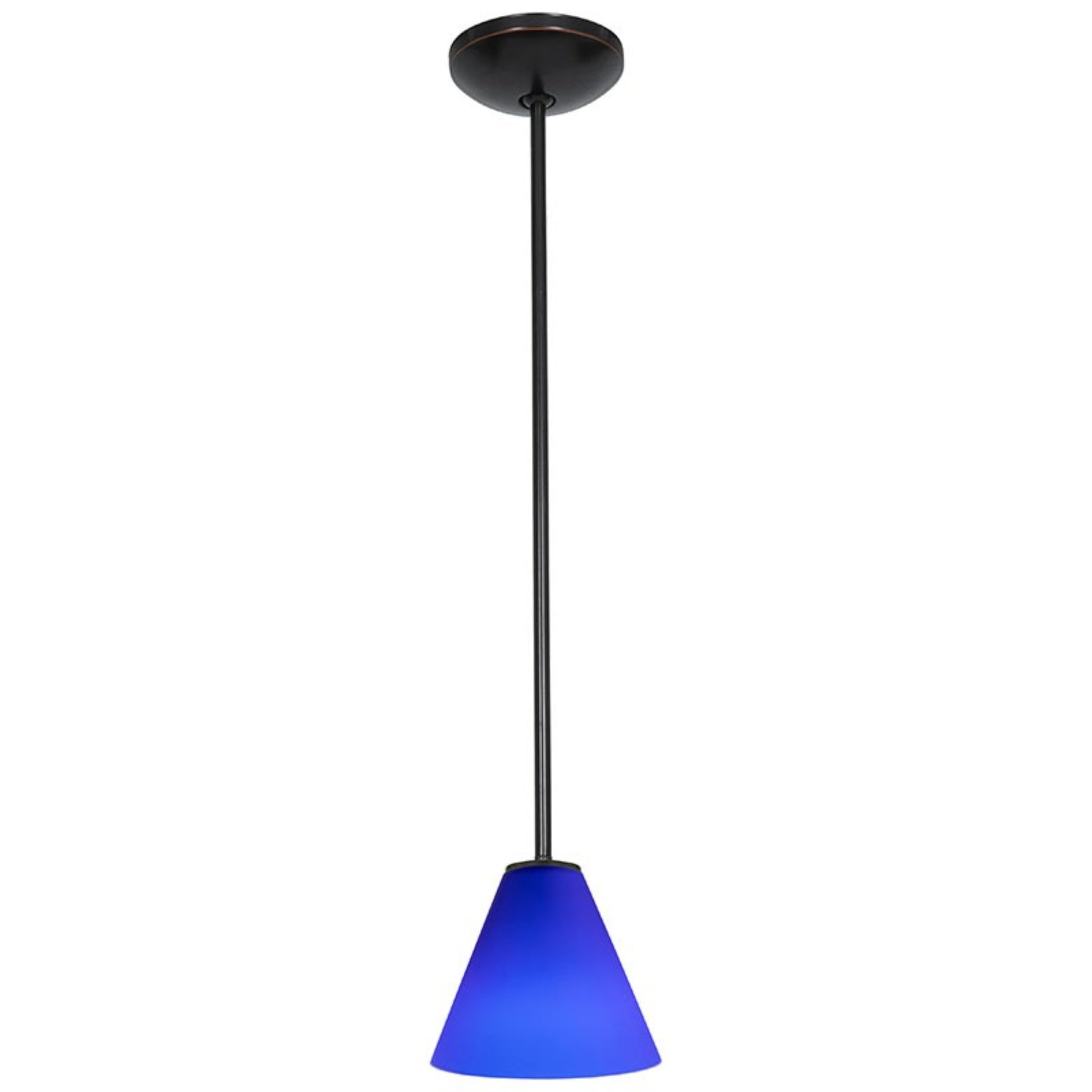 Martini 7" Pendant, Oil Rubbed Bronze Finish, Cobalt Diffuser, Rod - Bees Lighting