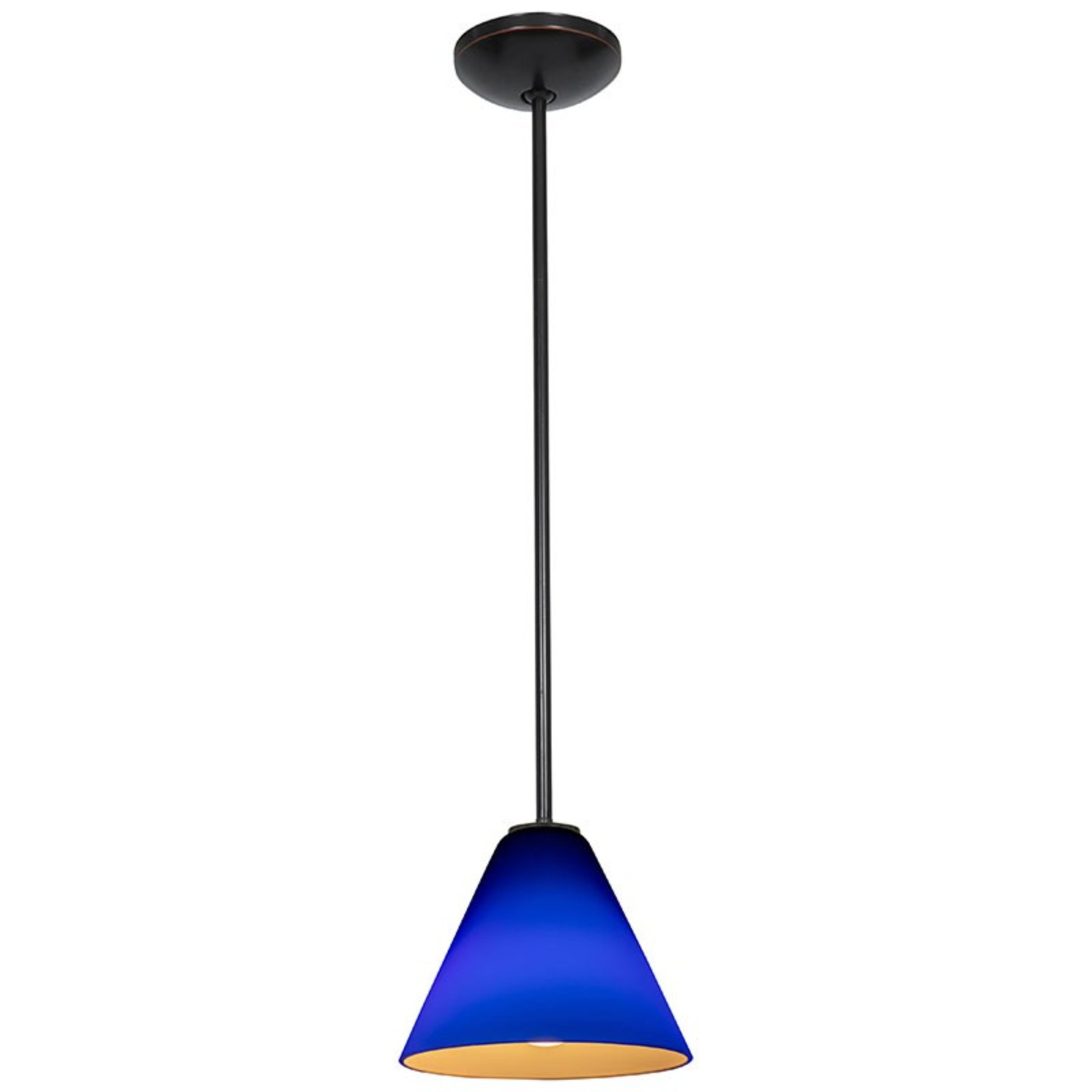 Martini 7" Pendant, Oil Rubbed Bronze Finish, Cobalt Diffuser, Rod - Bees Lighting