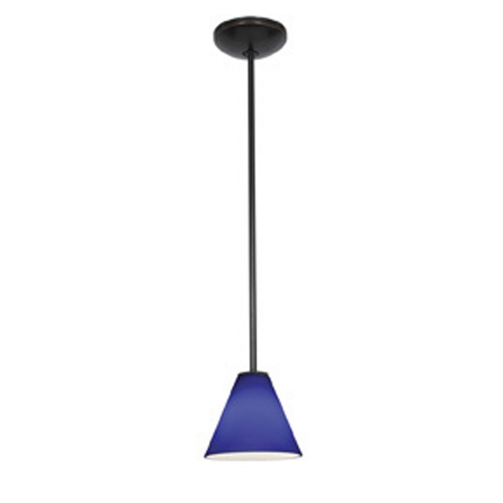 Martini 7" Pendant, Oil Rubbed Bronze Finish, Cobalt Diffuser, Rod - Bees Lighting
