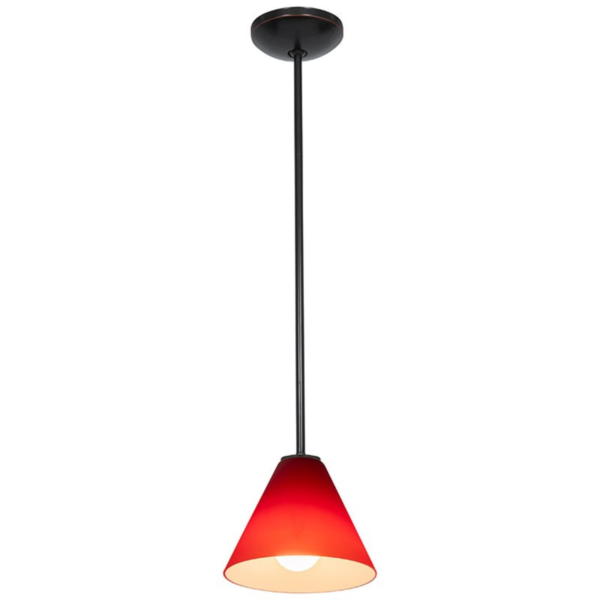 Martini 7" Pendant, Oil Rubbed Bronze Finish, Red Diffuser, Rod - Bees Lighting