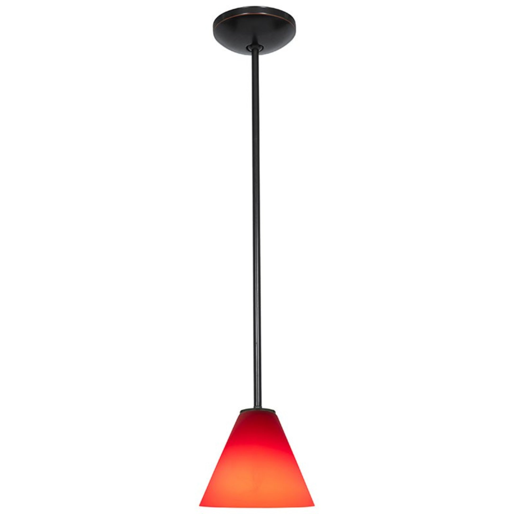 Martini 7" Pendant, Oil Rubbed Bronze Finish, Red Diffuser, Rod - Bees Lighting