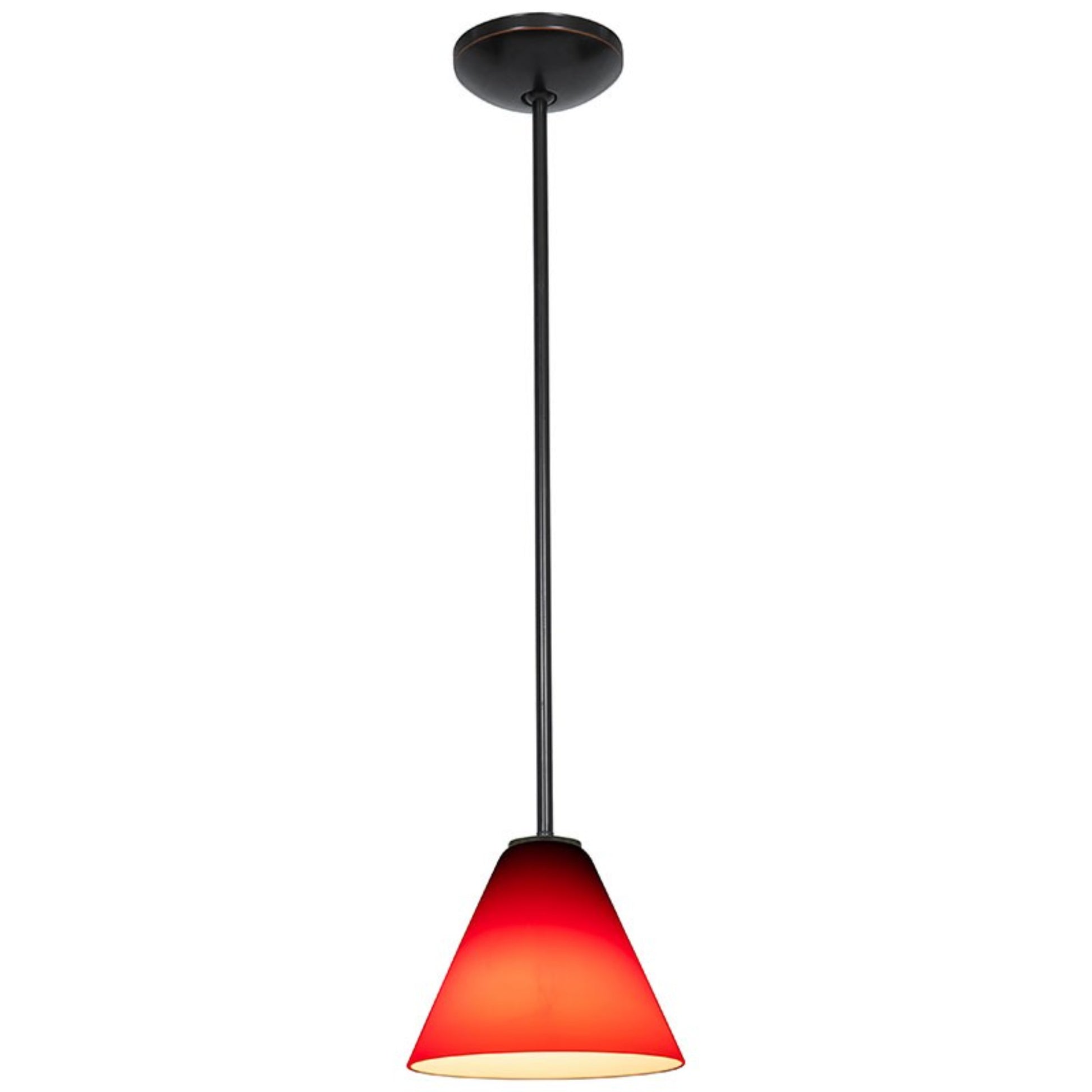 Martini 7" Pendant, Oil Rubbed Bronze Finish, Red Diffuser, Rod - Bees Lighting