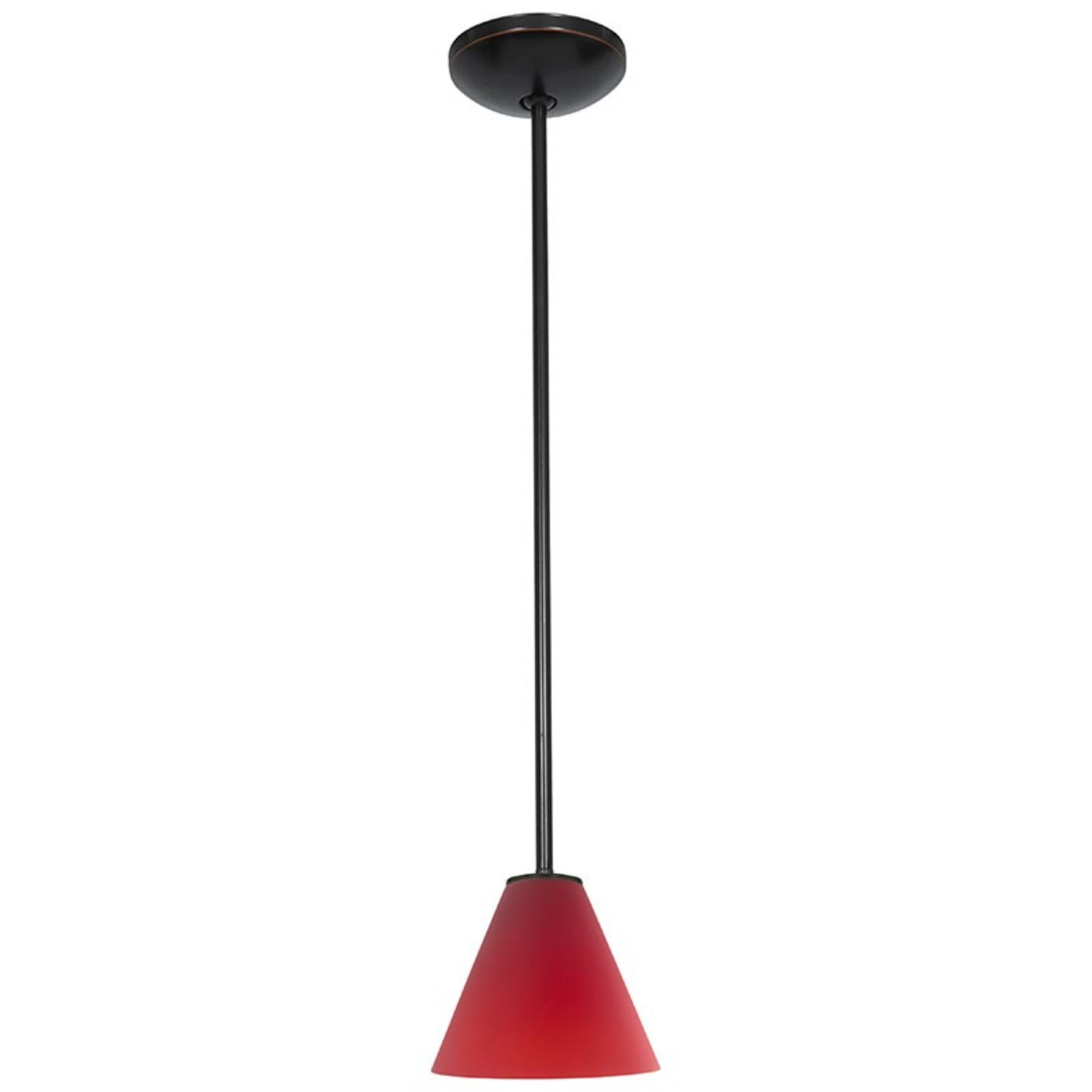 Martini 7" Pendant, Oil Rubbed Bronze Finish, Red Diffuser, Rod - Bees Lighting