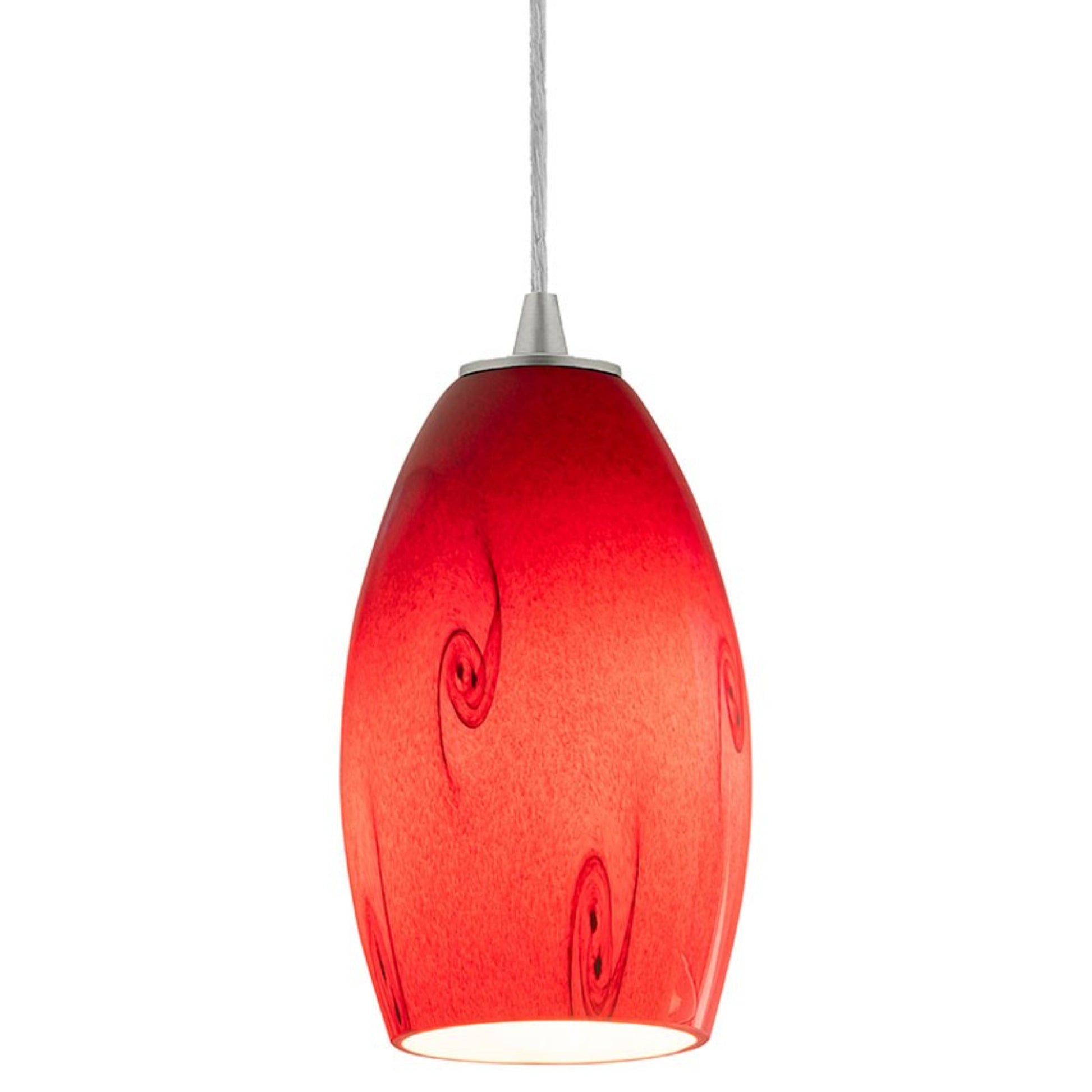 Merlot 8" Pendant, Brushed Steel Finish, Red Sky Diffuser, Cord - Bees Lighting