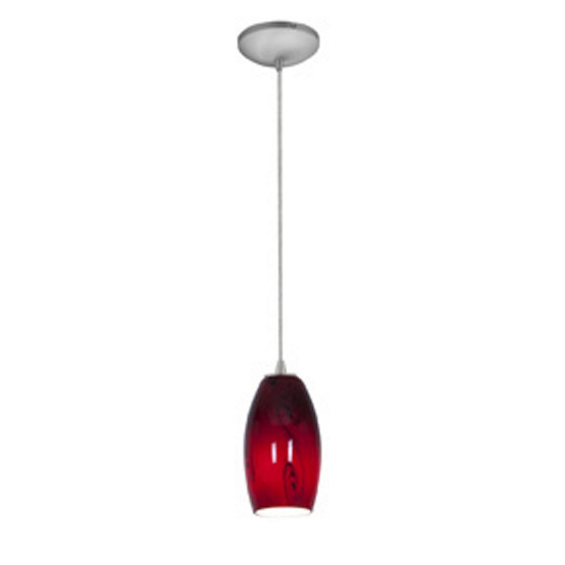 Merlot 8" Pendant, Brushed Steel Finish, Red Sky Diffuser, Cord - Bees Lighting