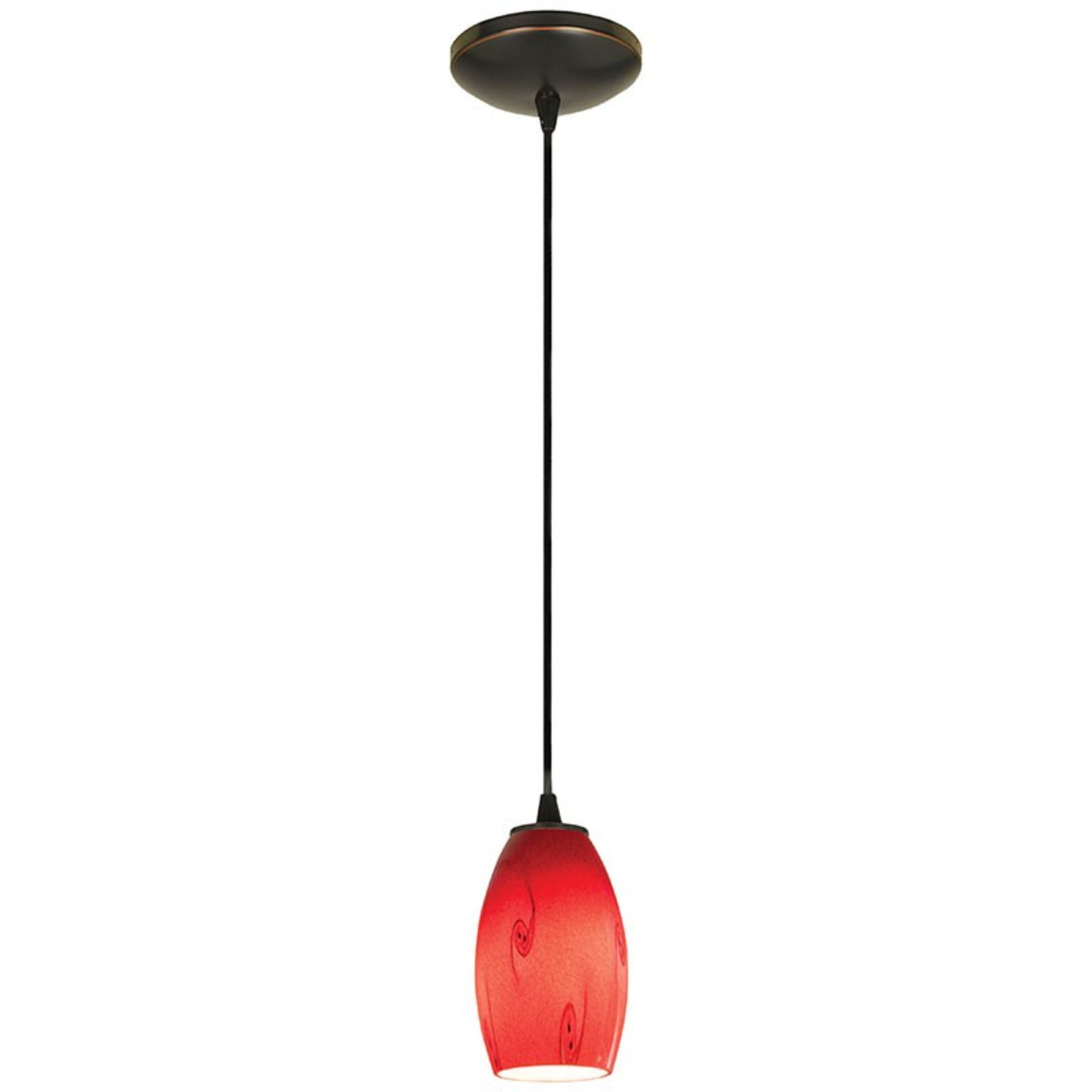 Merlot 8" Pendant, Oil Rubbed Bronze Finish, Red Sky Diffuser, Cord - Bees Lighting