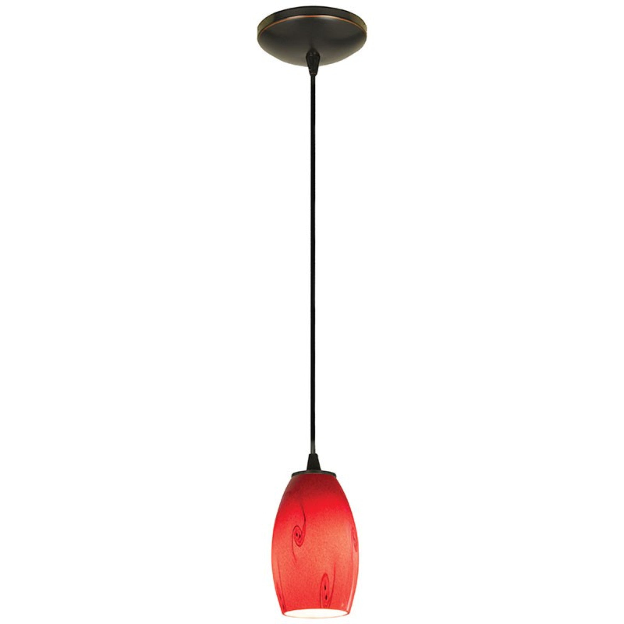 Merlot 8" Pendant, Oil Rubbed Bronze Finish, Red Sky Diffuser, Cord - Bees Lighting