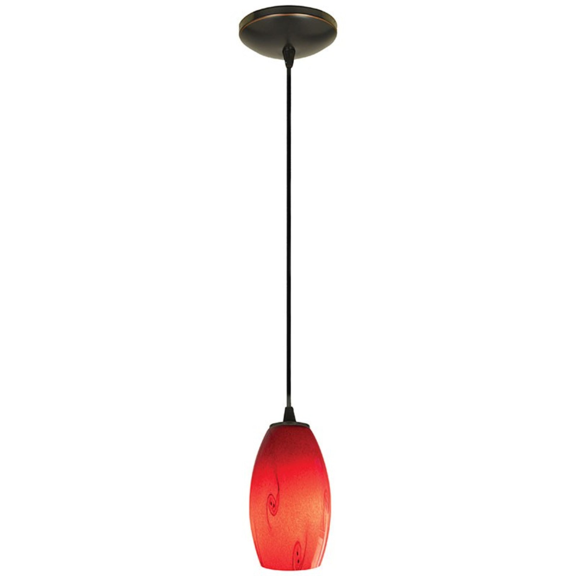 Merlot 8" Pendant, Oil Rubbed Bronze Finish, Red Sky Diffuser, Cord - Bees Lighting
