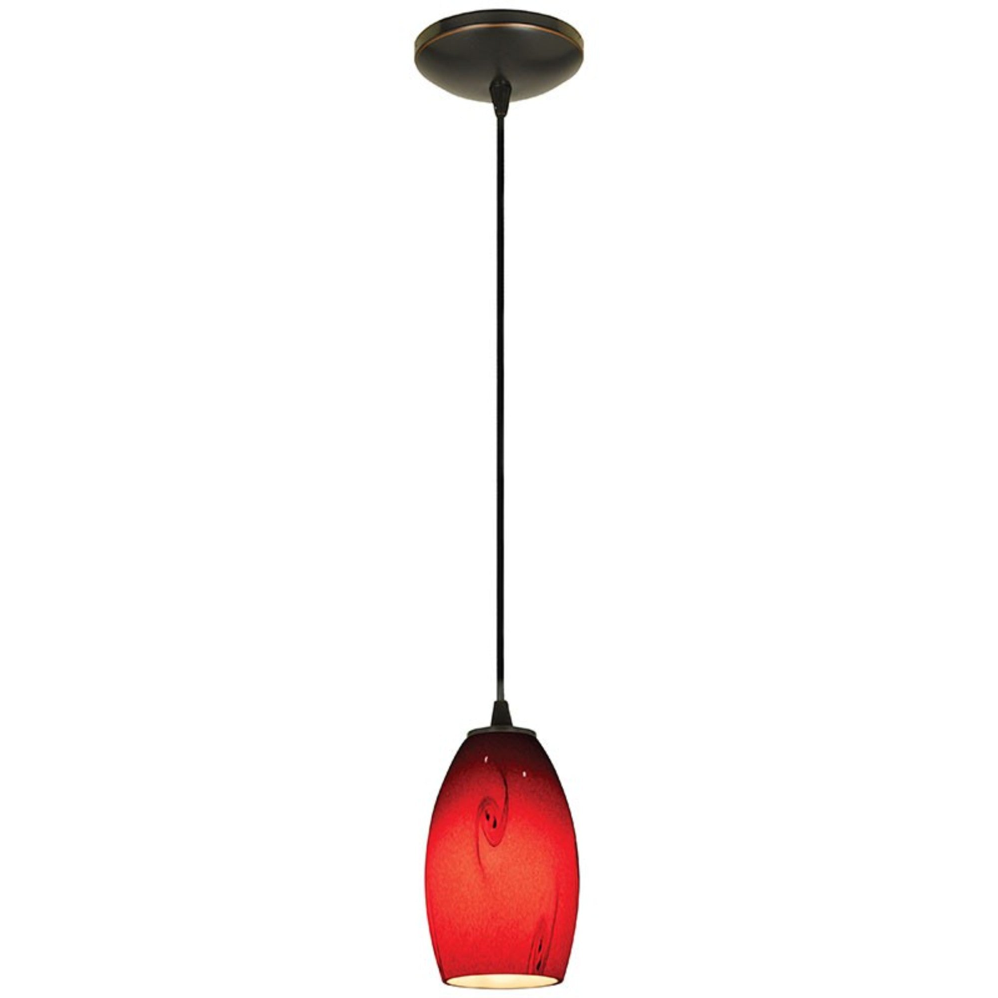 Merlot 8" Pendant, Oil Rubbed Bronze Finish, Red Sky Diffuser, Cord - Bees Lighting
