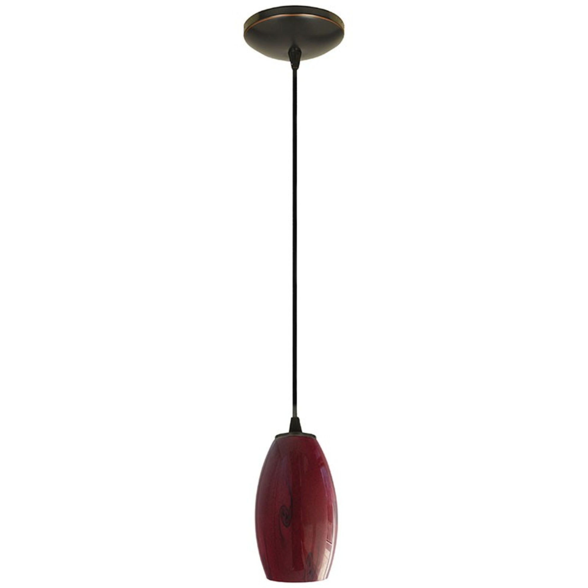 Merlot 8" Pendant, Oil Rubbed Bronze Finish, Red Sky Diffuser, Cord - Bees Lighting