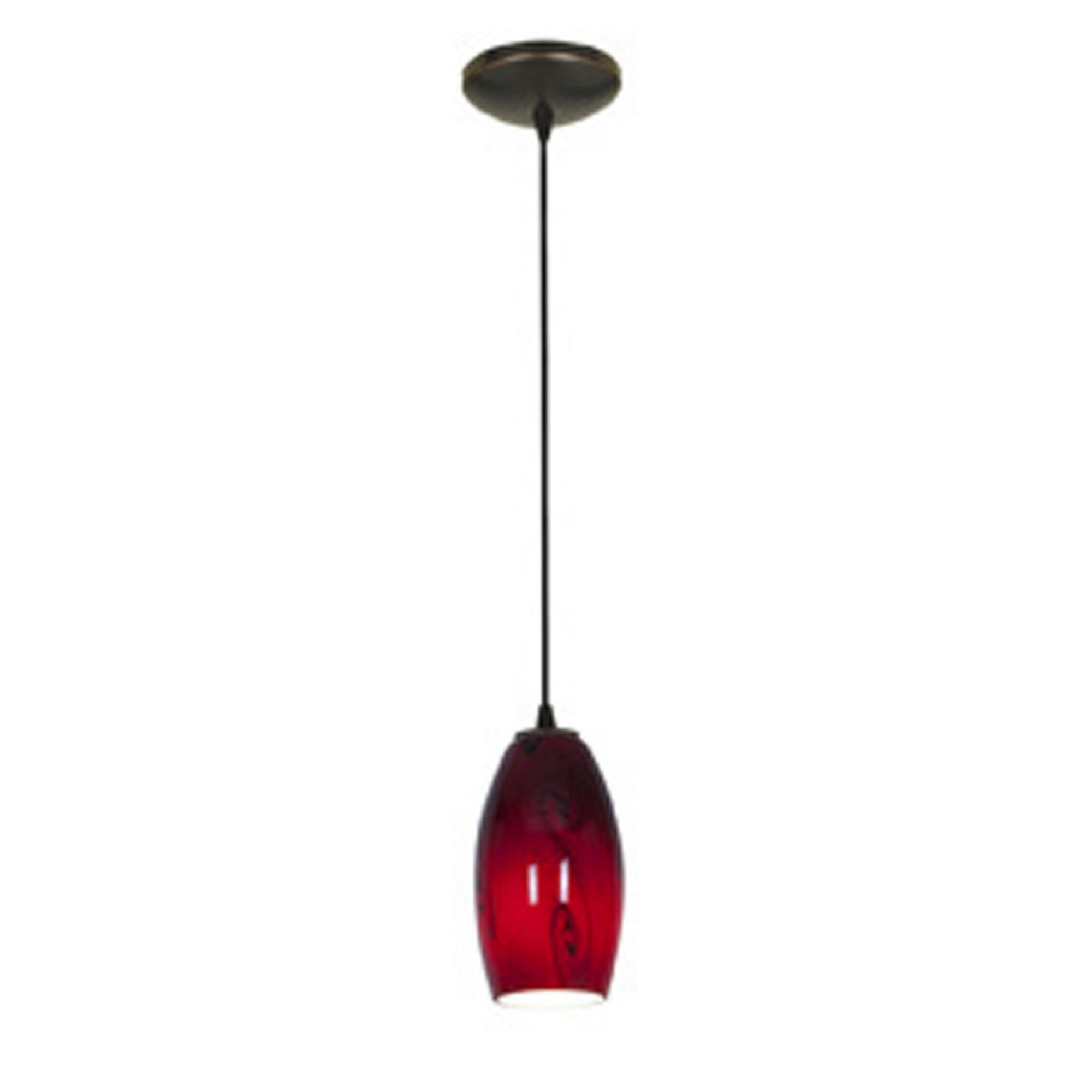 Merlot 8" Pendant, Oil Rubbed Bronze Finish, Red Sky Diffuser, Cord - Bees Lighting