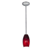 Merlot 8" Pendant, Brushed Steel Finish, Red Sky Diffuser, Rod - Bees Lighting