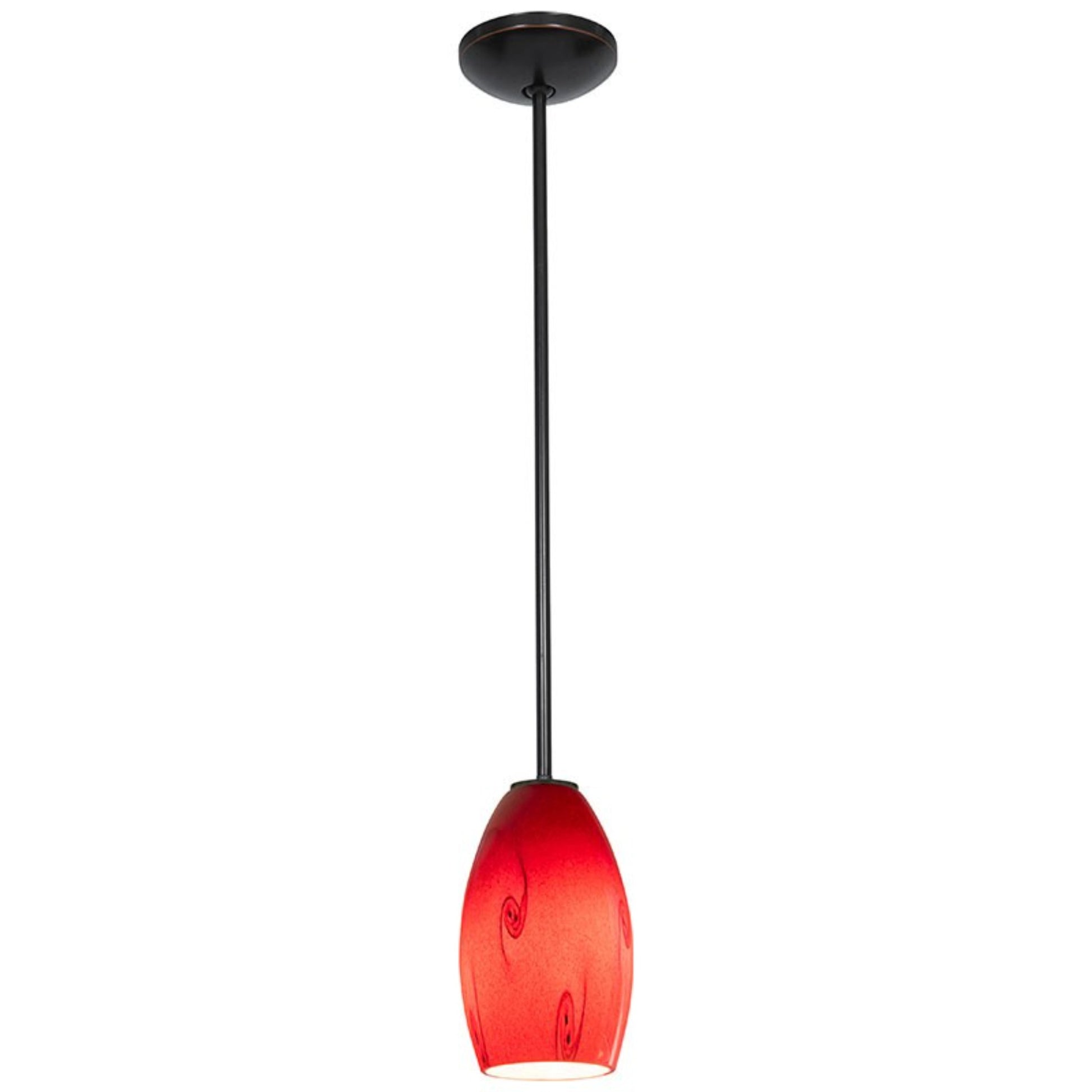 Merlot 8" Pendant, Oil Rubbed Bronze Finish, Red Sky Diffuser, Rod - Bees Lighting