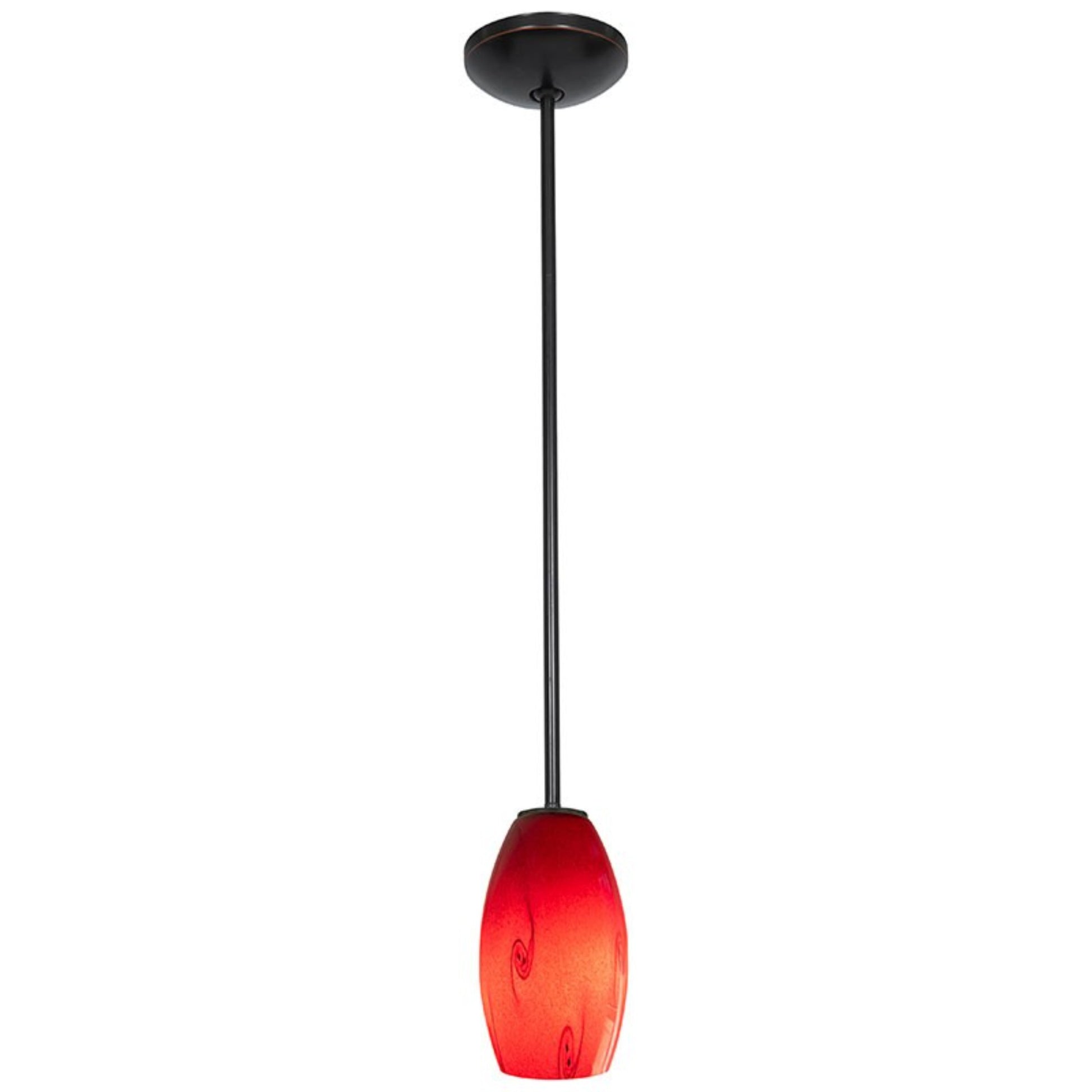 Merlot 8" Pendant, Oil Rubbed Bronze Finish, Red Sky Diffuser, Rod - Bees Lighting