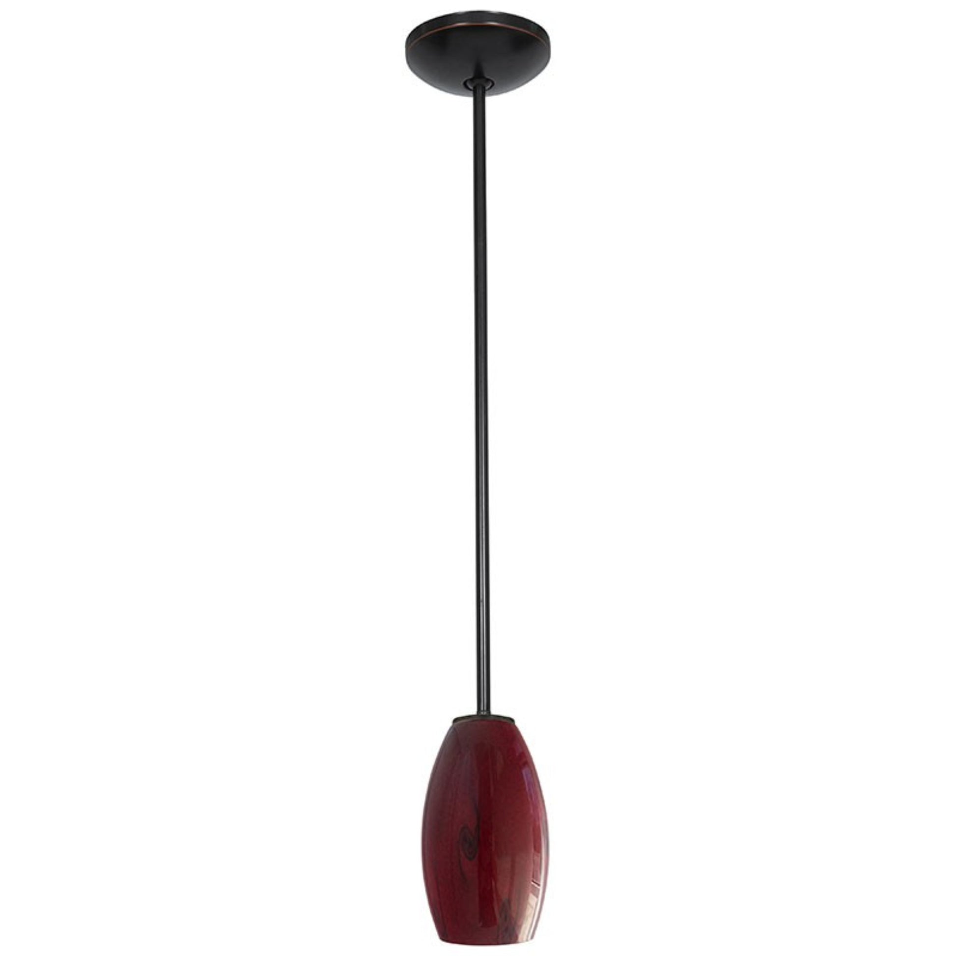 Merlot 8" Pendant, Oil Rubbed Bronze Finish, Red Sky Diffuser, Rod - Bees Lighting