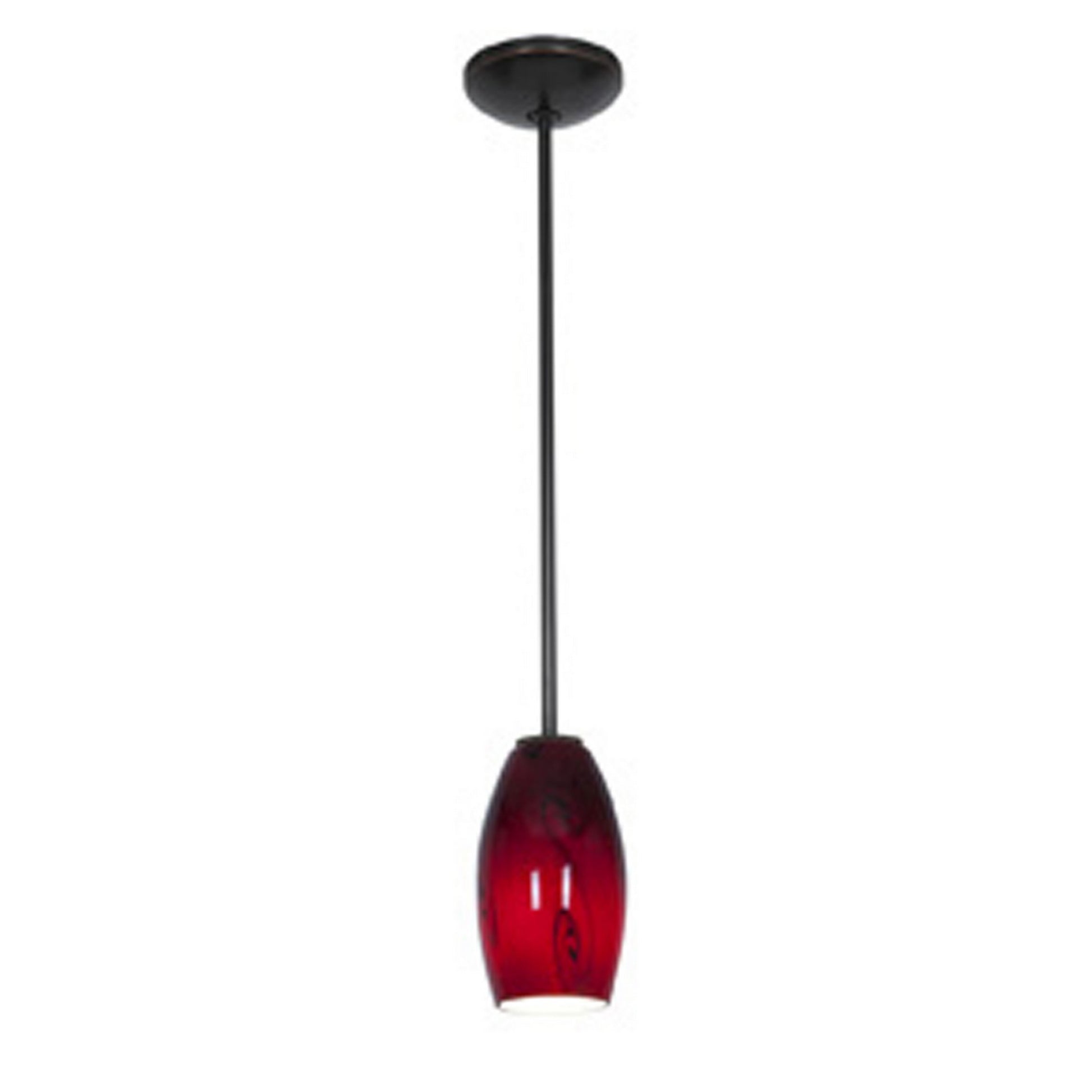 Merlot 8" Pendant, Oil Rubbed Bronze Finish, Red Sky Diffuser, Rod - Bees Lighting