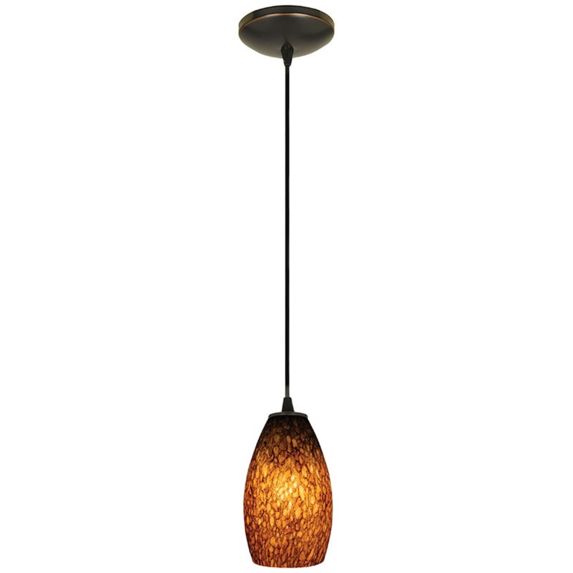 Champagne 9" Pendant, Oil Rubbed Bronze Finish, Brown Stone Diffuser, Cord - Bees Lighting