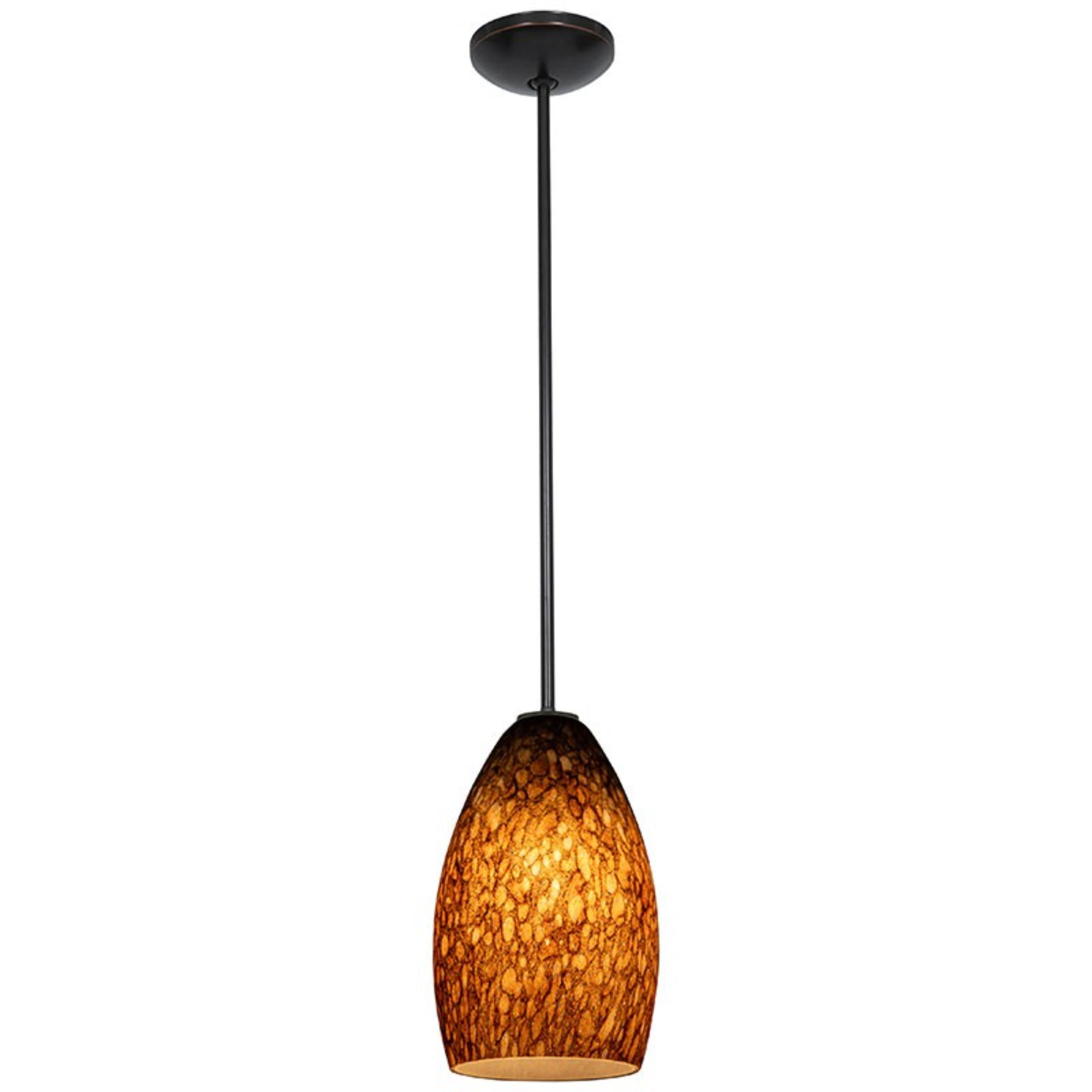 Champagne 9" Pendant, Oil Rubbed Bronze Finish, Brown Stone Diffuser, Rod - Bees Lighting