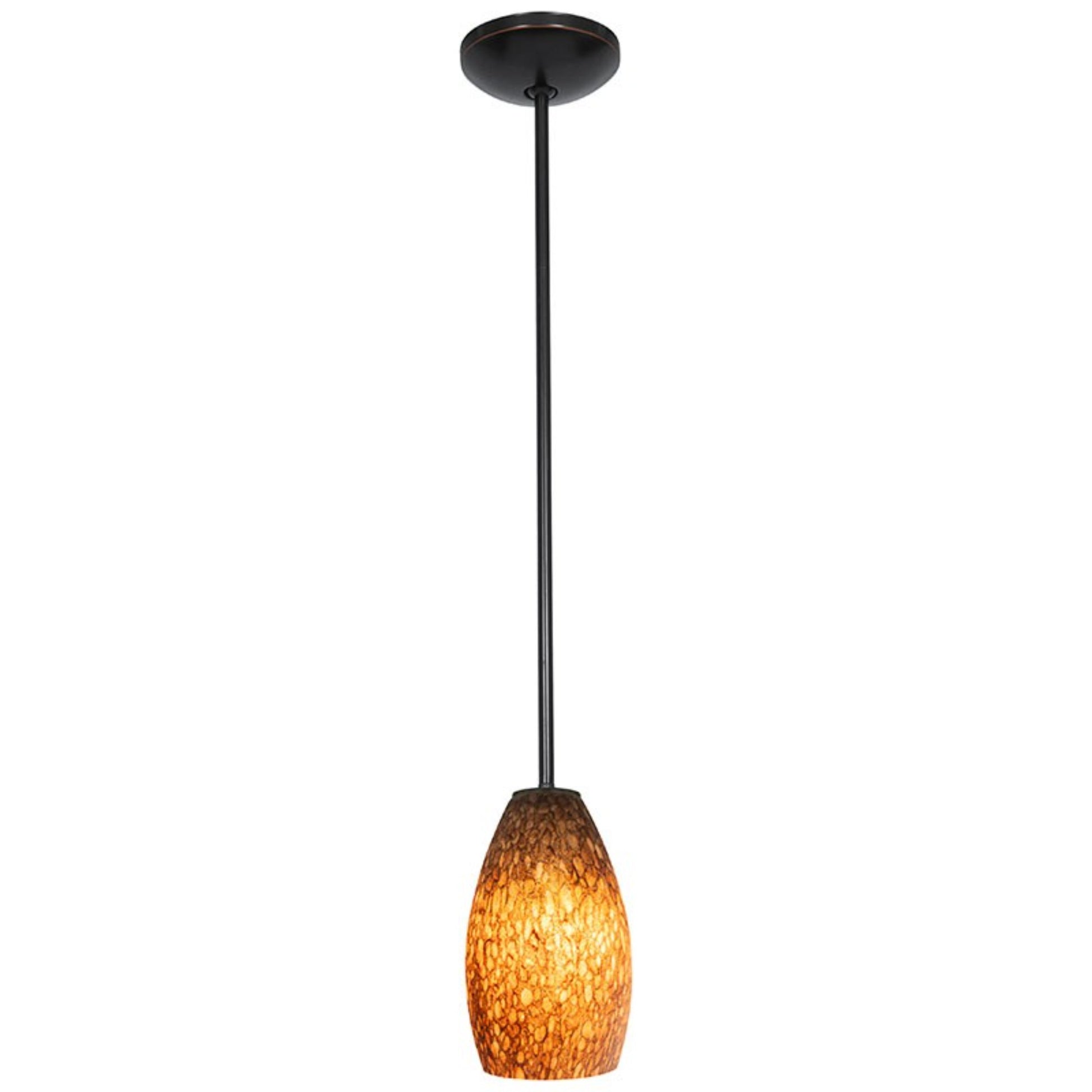 Champagne 9" Pendant, Oil Rubbed Bronze Finish, Brown Stone Diffuser, Rod - Bees Lighting