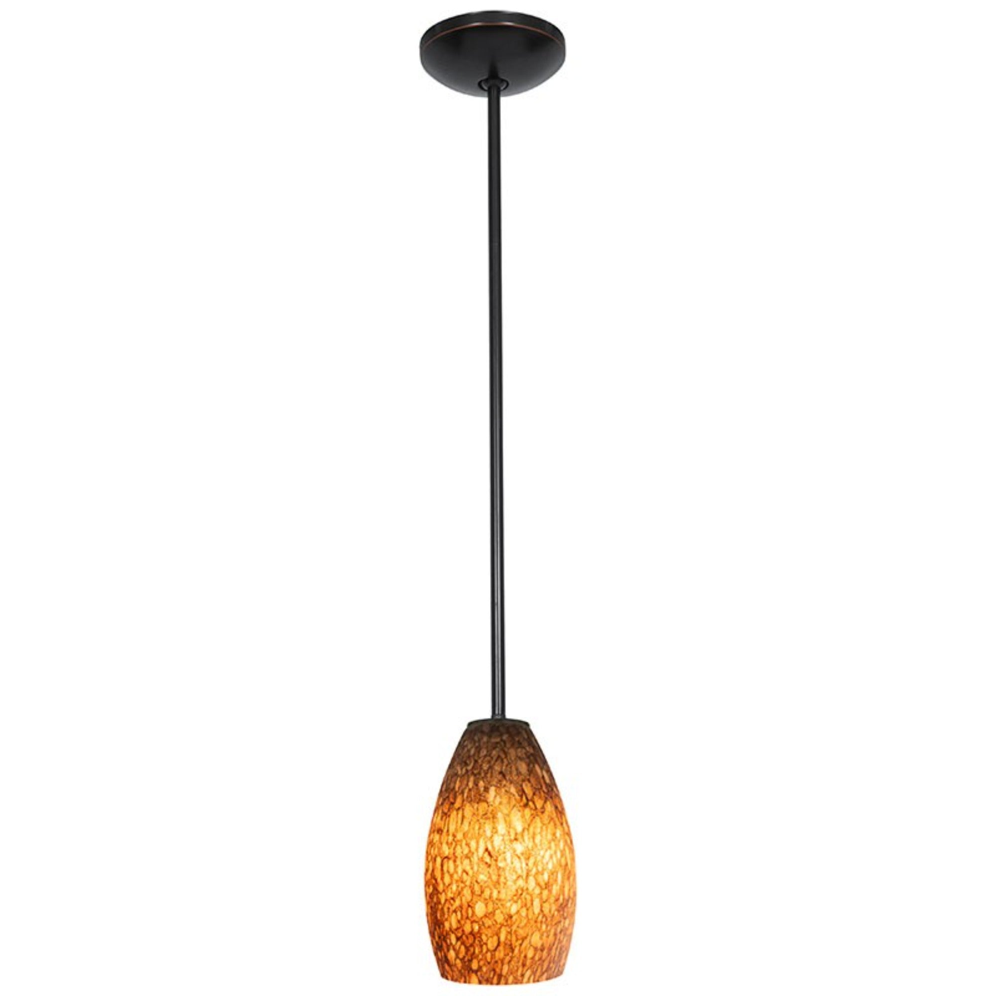 Champagne 9" Pendant, Oil Rubbed Bronze Finish, Brown Stone Diffuser, Rod - Bees Lighting