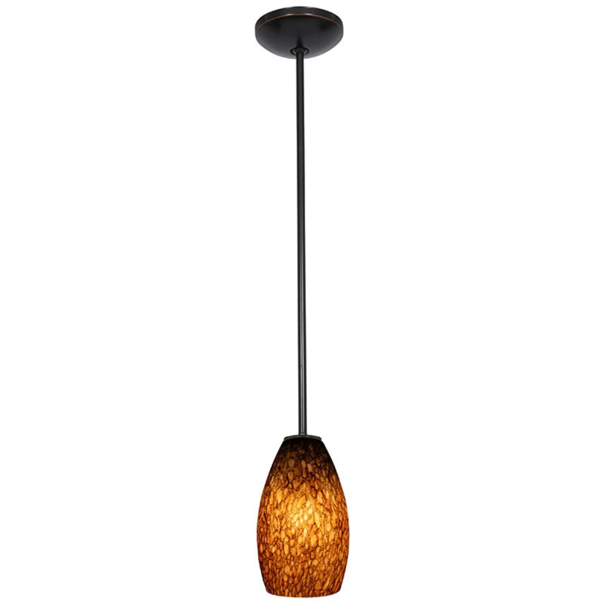 Champagne 9" Pendant, Oil Rubbed Bronze Finish, Brown Stone Diffuser, Rod - Bees Lighting