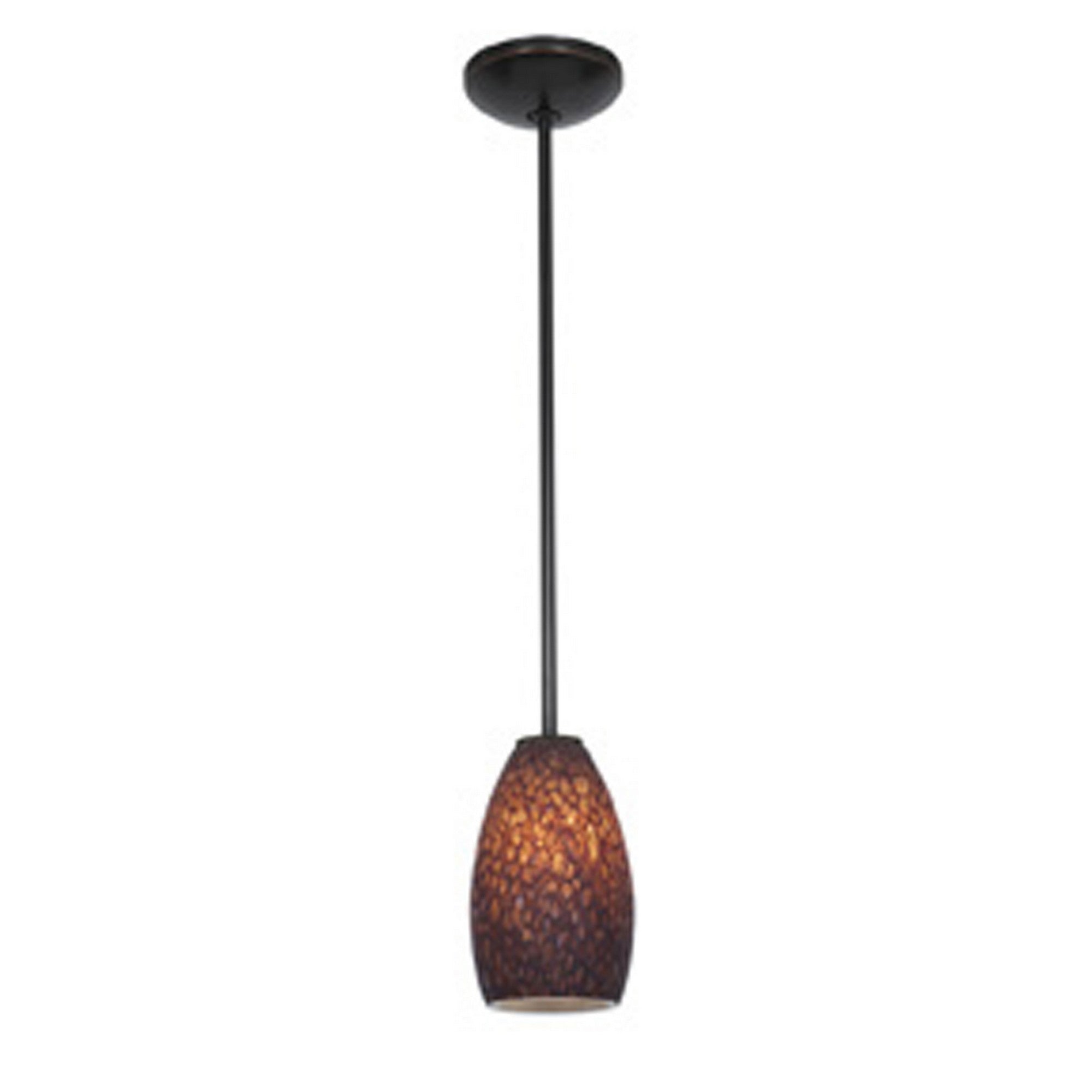 Champagne 9" Pendant, Oil Rubbed Bronze Finish, Brown Stone Diffuser, Rod - Bees Lighting