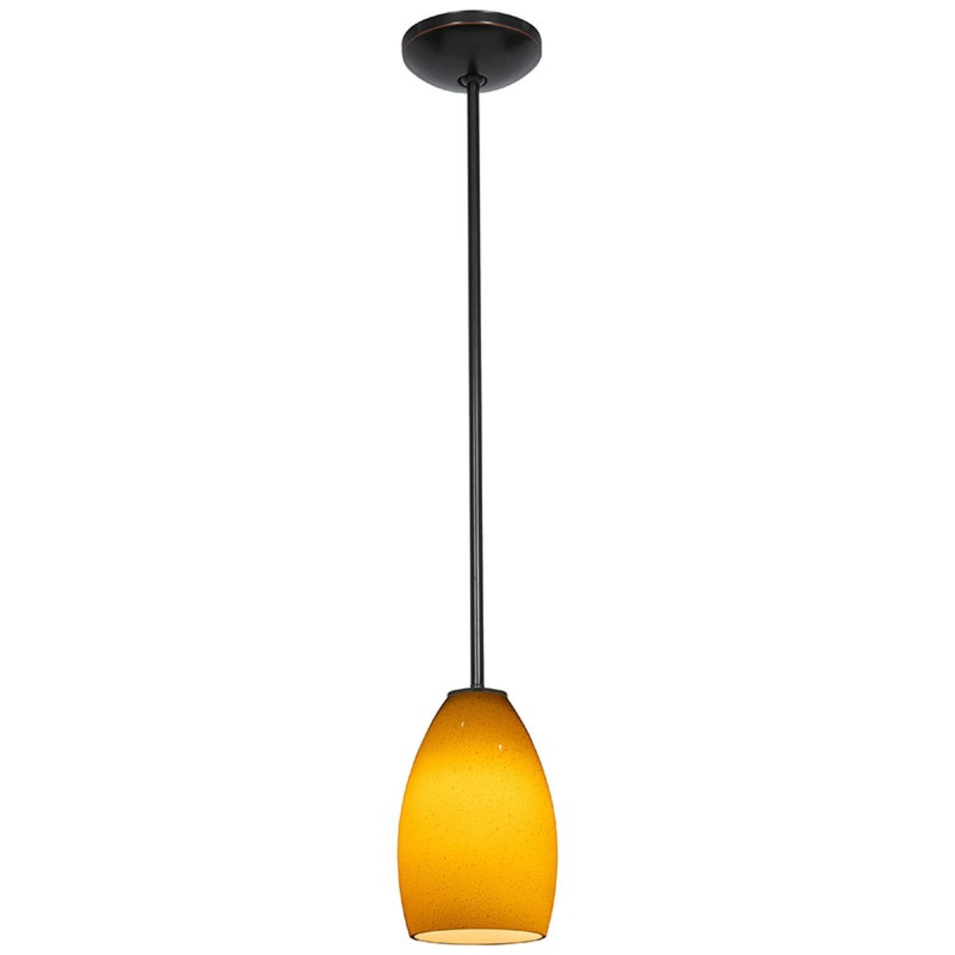 Champagne 9" Pendant, Oil Rubbed Bronze Finish, Maya Diffuser, Rod - Bees Lighting