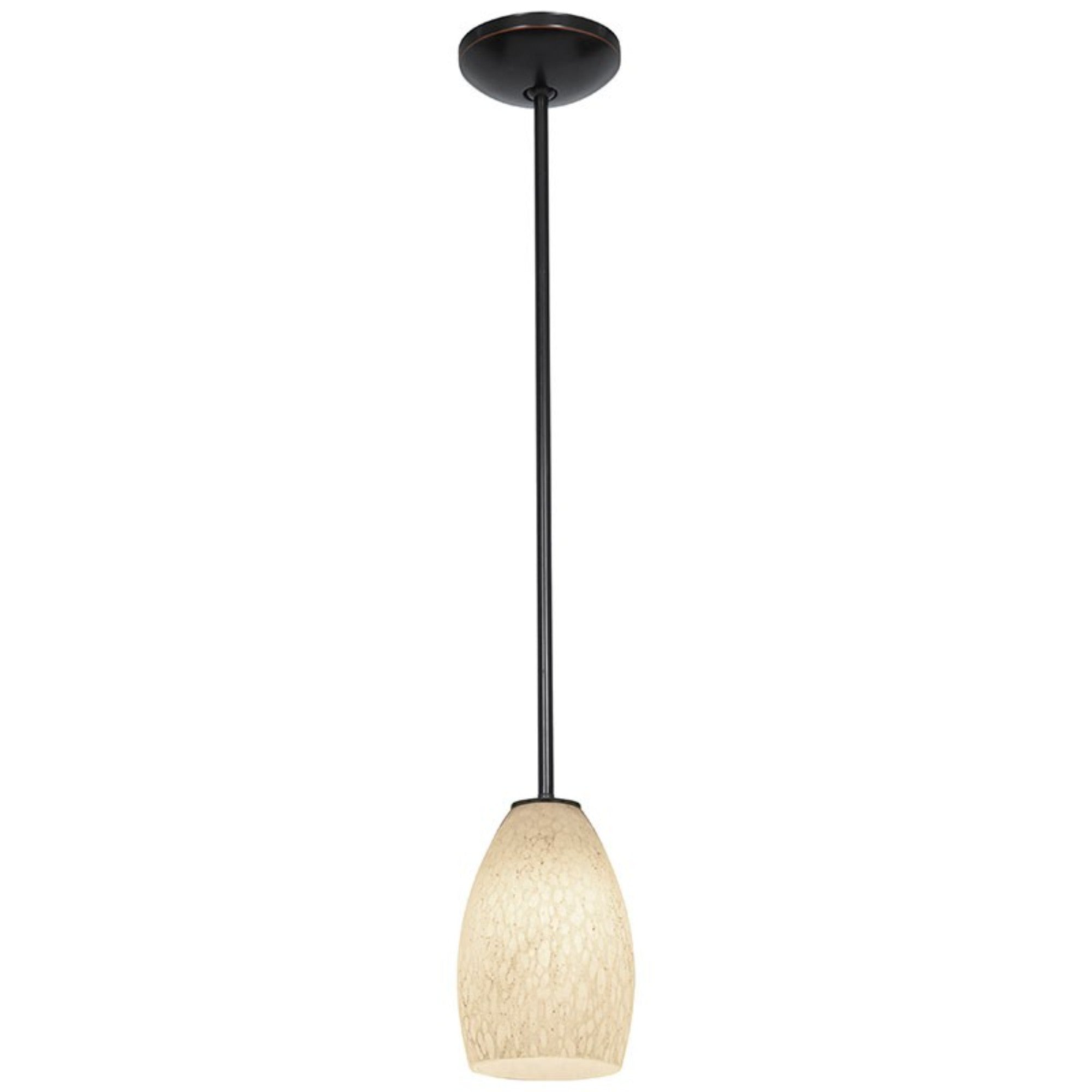 Champagne 9" Pendant, Oil Rubbed Bronze Finish, White Stone Diffuser, Rod