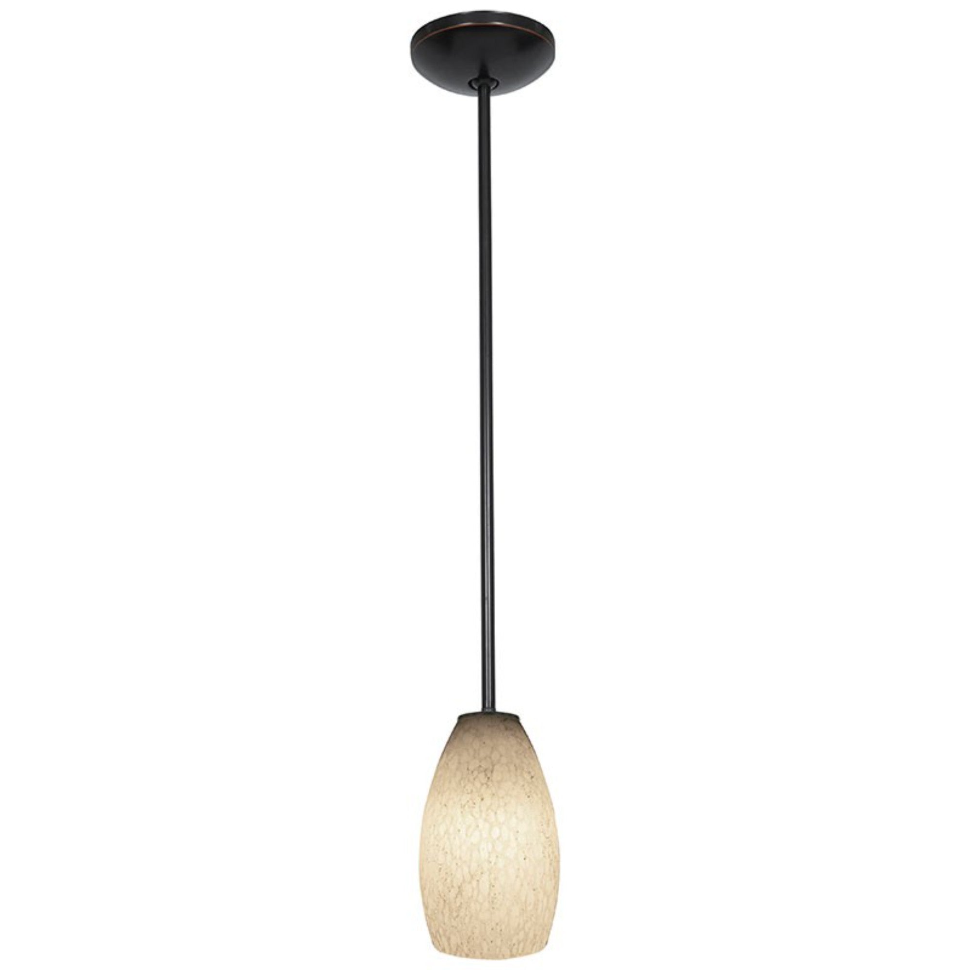 Champagne 9" Pendant, Oil Rubbed Bronze Finish, White Stone Diffuser, Rod