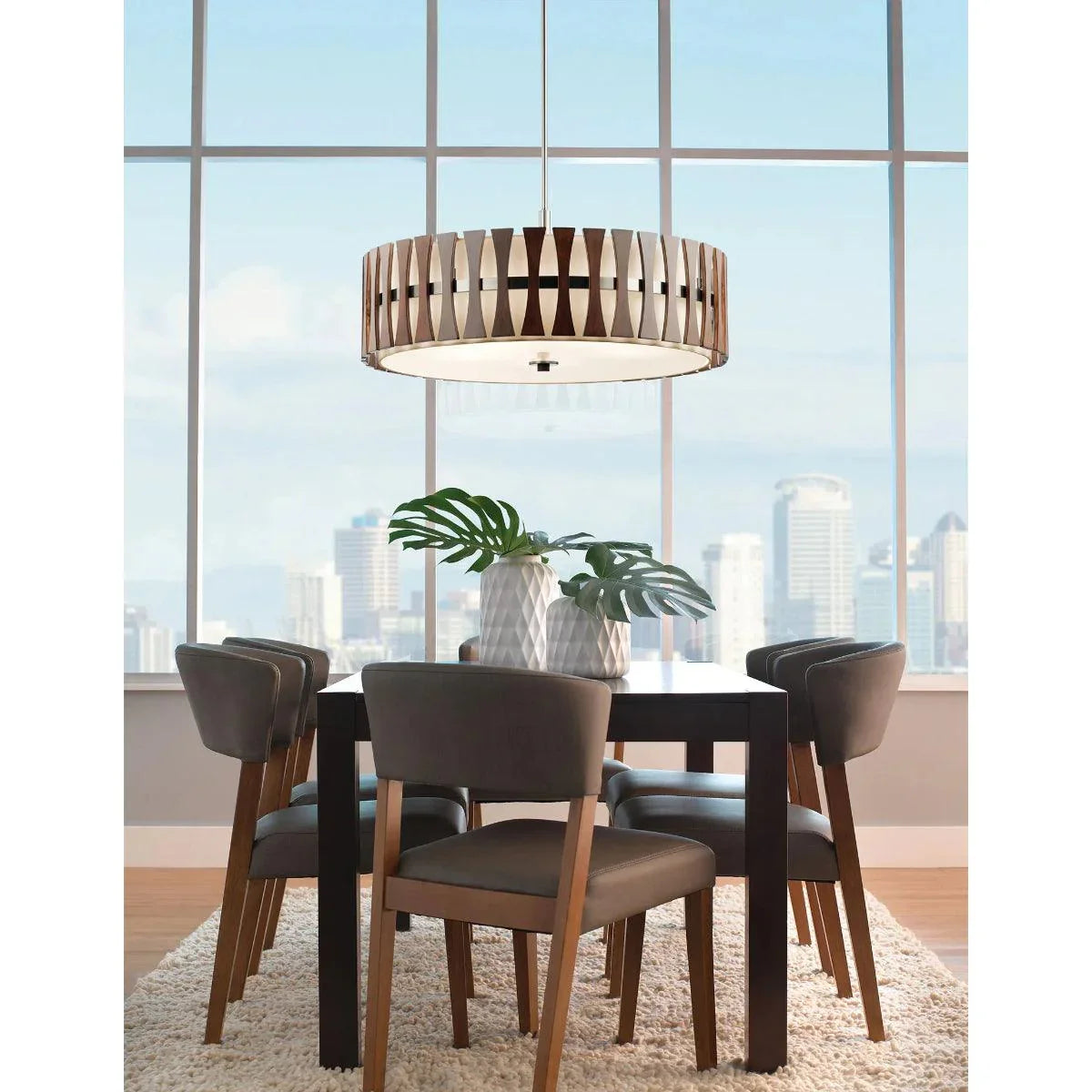 Cirus Convertible Pendant/Semi flush Mount Light, Auburn Stained - Bees Lighting