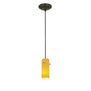 Cylinder 10" Pendant, Oil Rubbed Bronze Finish, Amber Diffuser, Cord