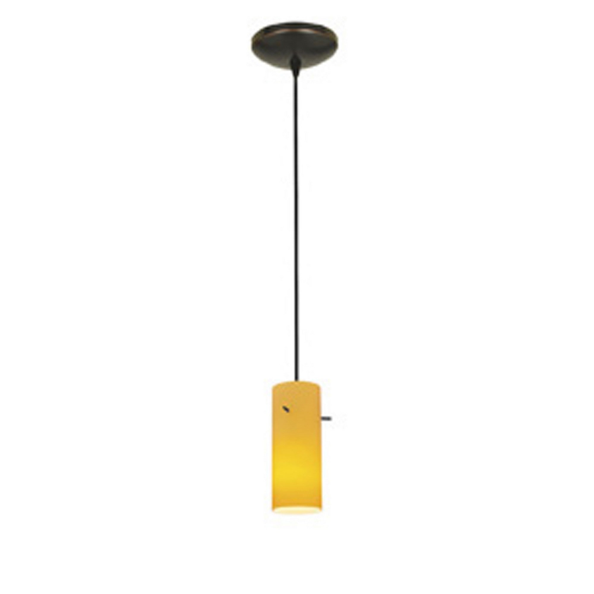 Cylinder 10" Pendant, Oil Rubbed Bronze Finish, Amber Diffuser, Cord