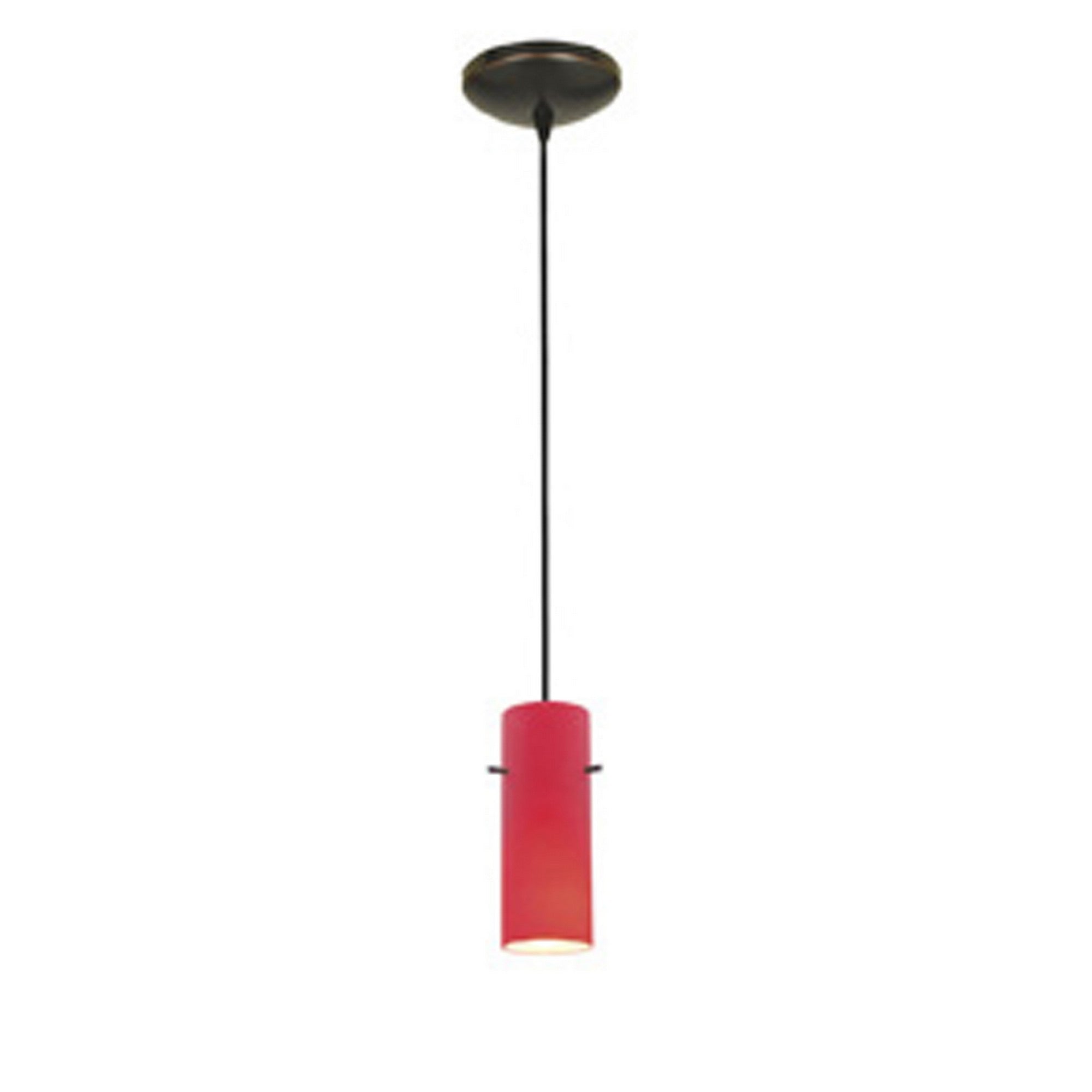 Cylinder 10" Pendant, Oil Rubbed Bronze Finish, Red Diffuser, Cord