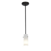 Cylinder 10" Pendant, Oil Rubbed Bronze Finish, Opal Diffuser, Rod - Bees Lighting
