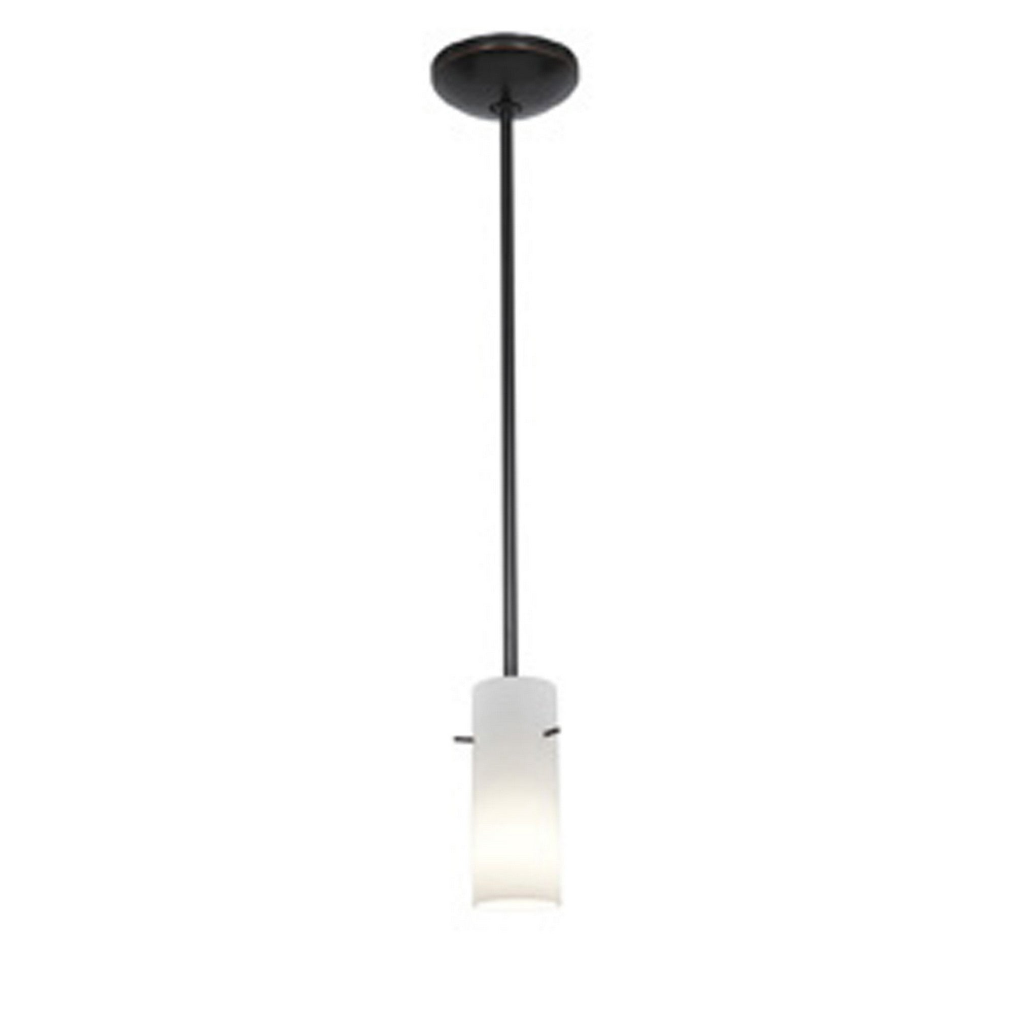 Cylinder 10" Pendant, Oil Rubbed Bronze Finish, Opal Diffuser, Rod