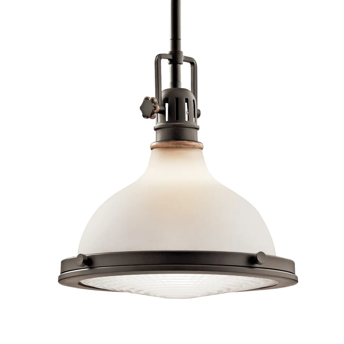 Hatteras Bay Pendant Light with Satin Etched White Glass - Bees Lighting