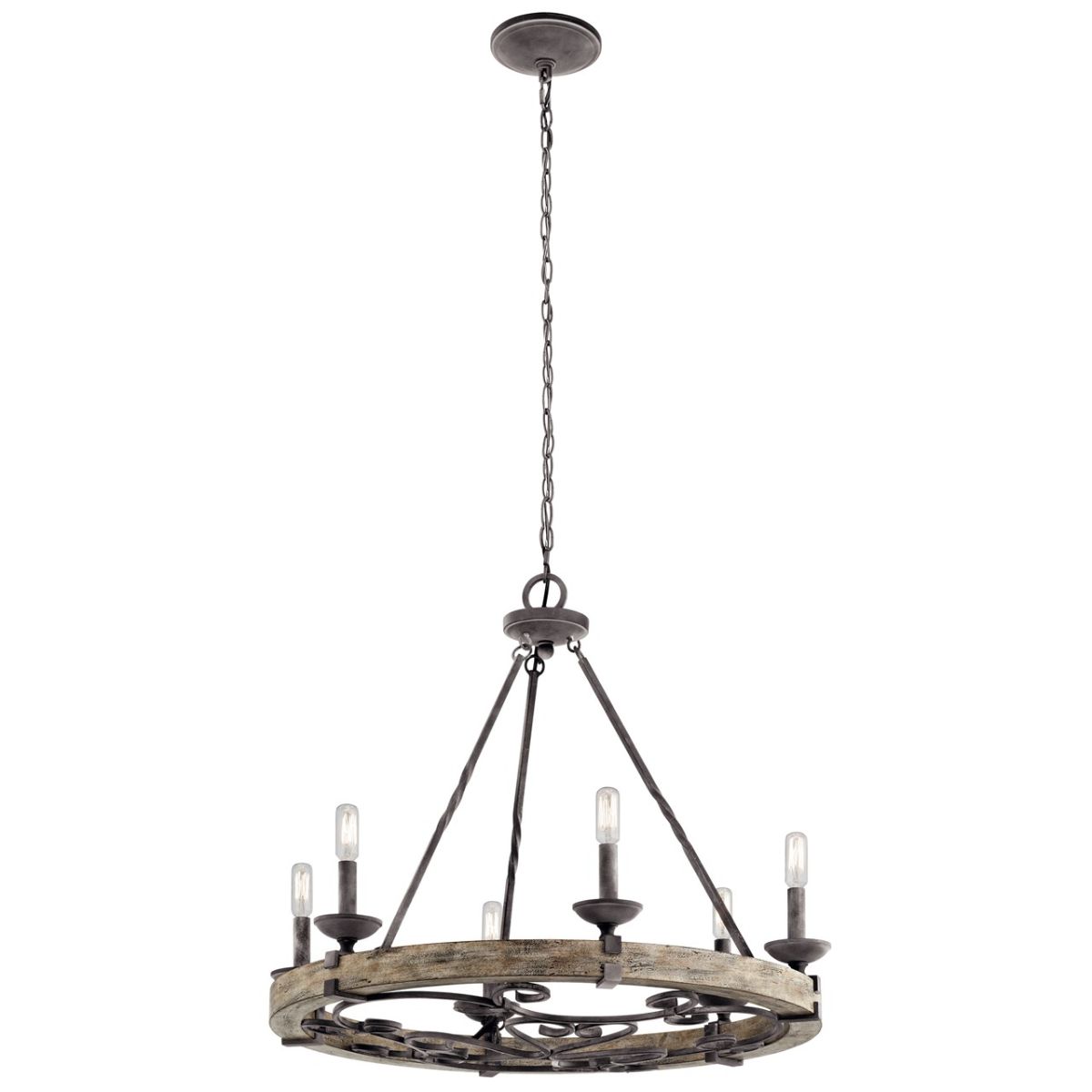 Taulbee 29 In. 6 Lights Chandelier Weathered Zinc Finish