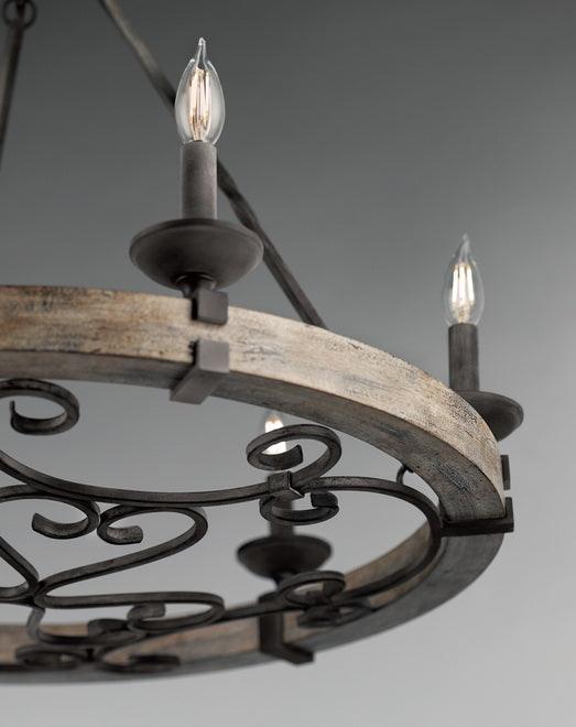 Taulbee 29 In. 6 Lights Chandelier Weathered Zinc Finish - Bees Lighting