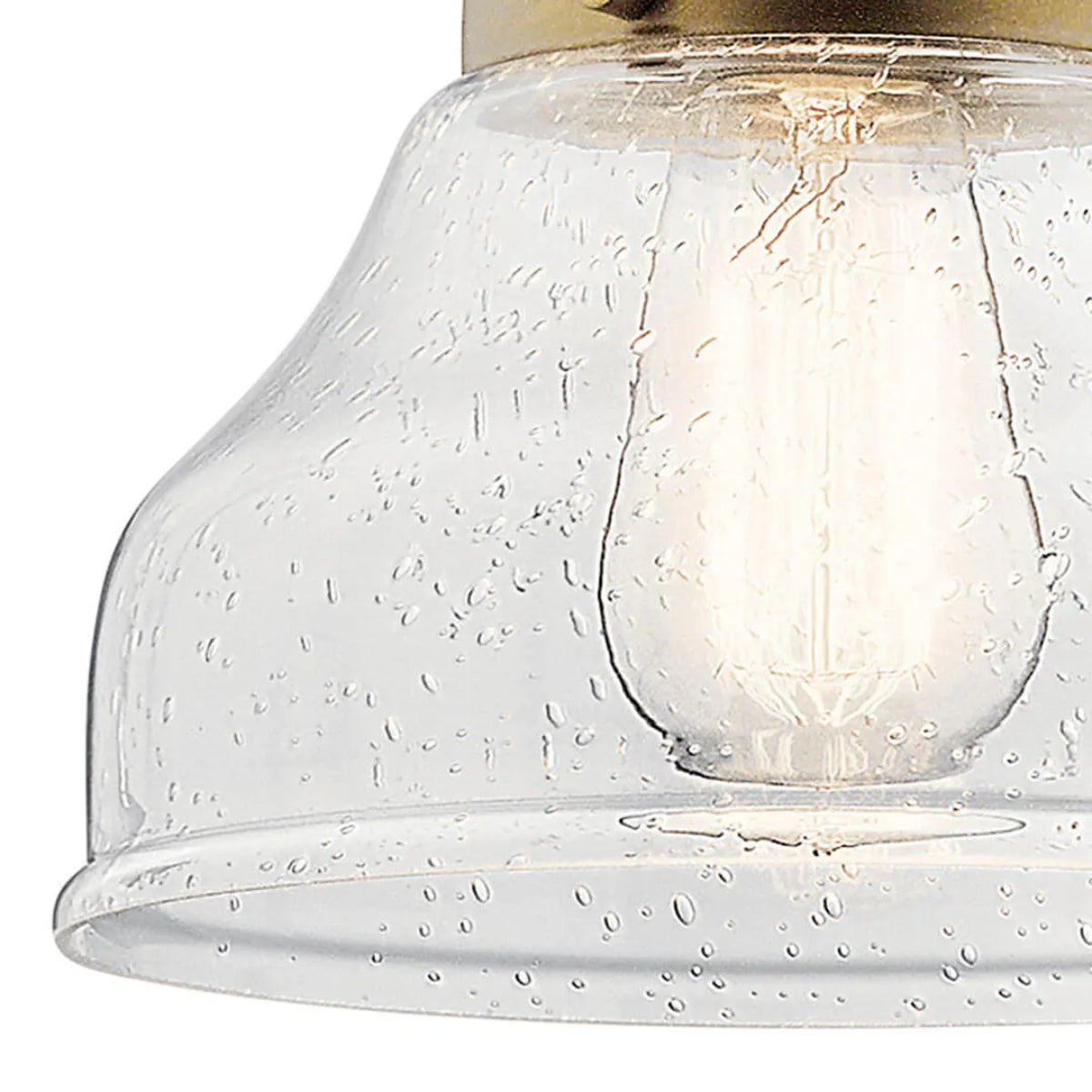 Avery 9" Mini Bell Pendant Light with Clear Seeded Glass, Natural Brass Finish - Bees Lighting