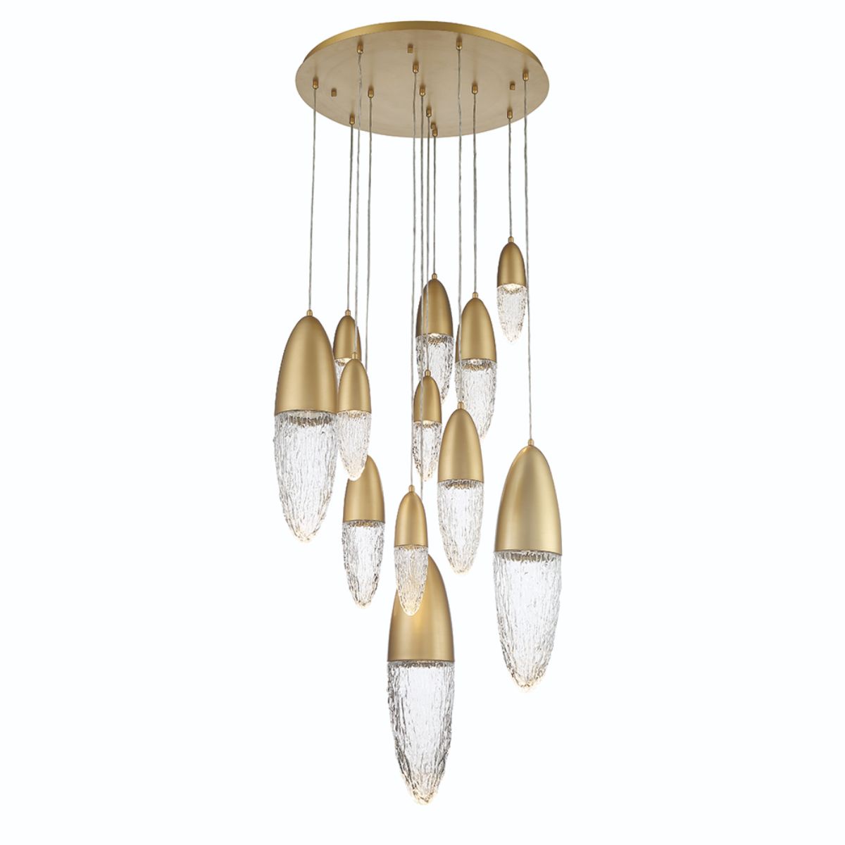 Ecrou 30 in. 12 Lights LED Chandelier Gold Finish - Bees Lighting