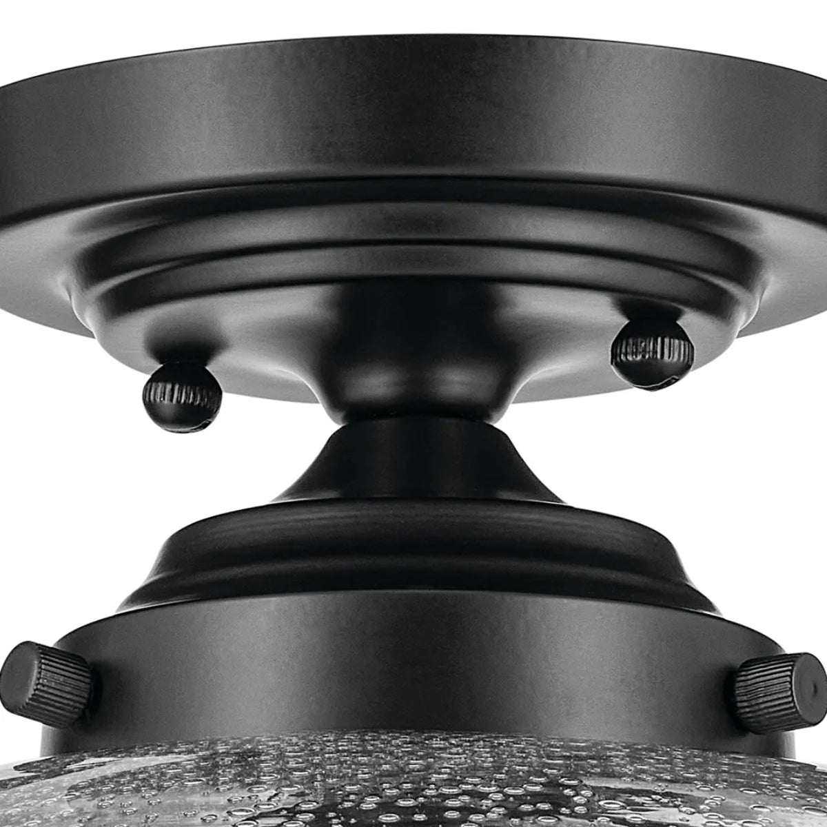 Avery 15" Semi-Flush Mount Light with Clear Seeded Glass, Black Finish - Bees Lighting