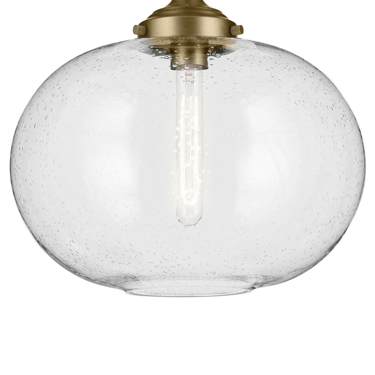 Avery 15" Semi-Flush Mount Light with Clear Seeded Glass, Natural Brass Finish - Bees Lighting